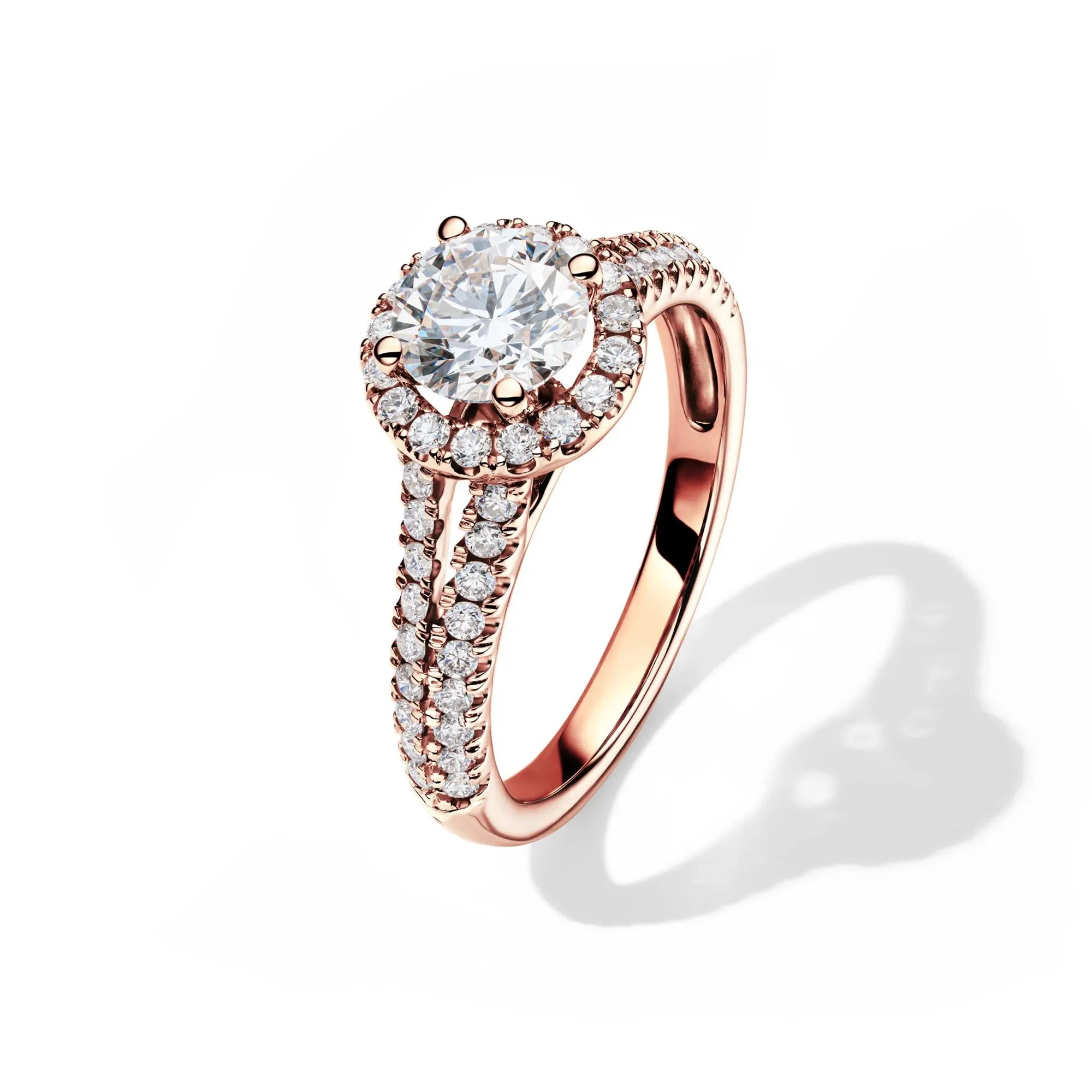1/2 CT. Tw. Lab Grown Diamond Halo Engagement Ring 14K Rose Gold Round Brilliant Cut Size 8.5 - Image 4