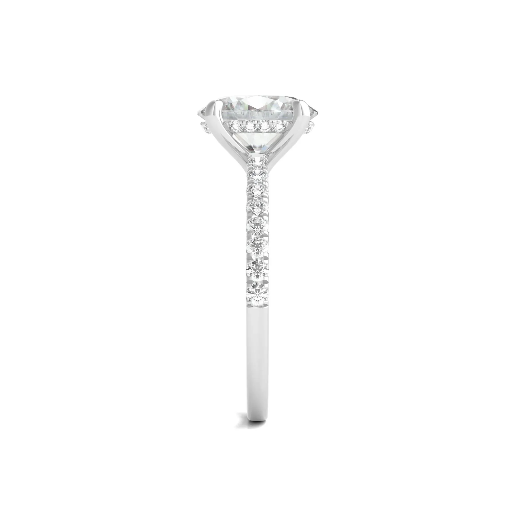3 1/2 CT. Tw. Lab Grown Diamond Oval Bridal Set 14K White Gold Ring Round Brilliant Cut Size 4.5 - Image 3