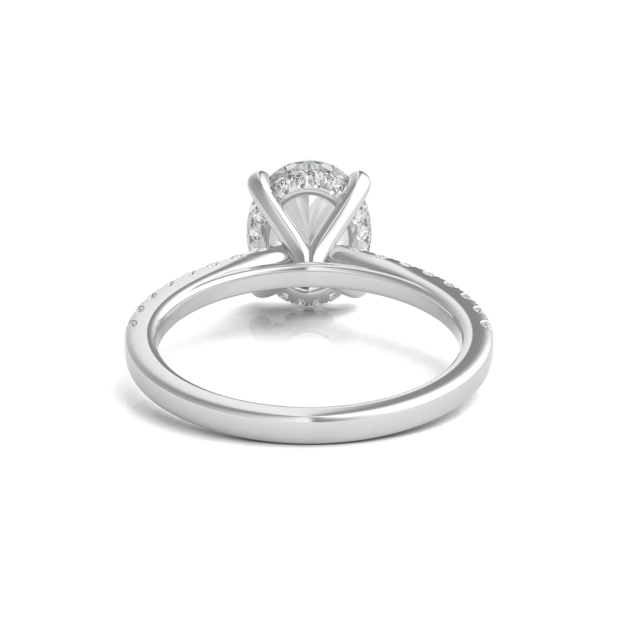 3 1/2 CT. Tw. Lab Grown Diamond Oval Bridal Set 14K White Gold Ring Round Brilliant Cut Size 6.5 - Image 4