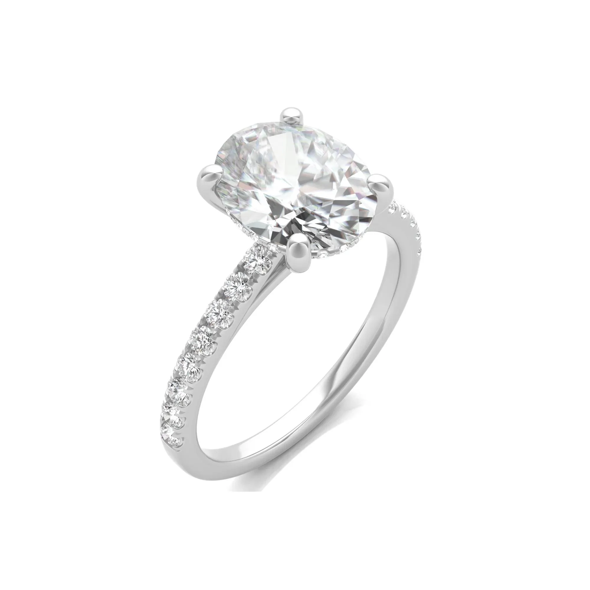 3 1/2 CT. Tw. Lab Grown Diamond Oval Bridal Set 14K White Gold Ring Round Brilliant Cut Size 6.5 - Image 5