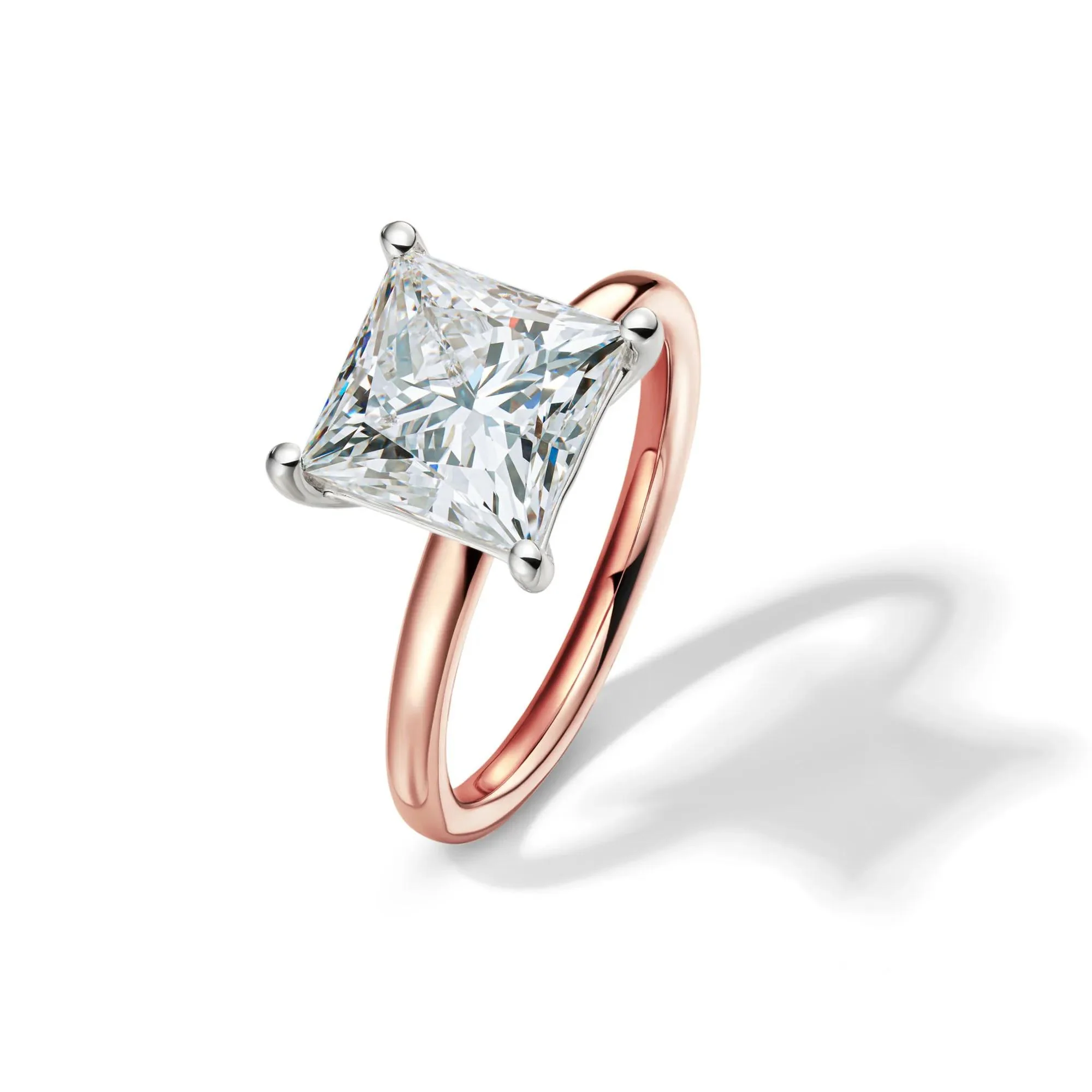 Lab Grown Diamond Princess-Cut Solitaire Engagement Ring 14K Rose Gold (4 CT.) Size 7.5 2mm - Image 4