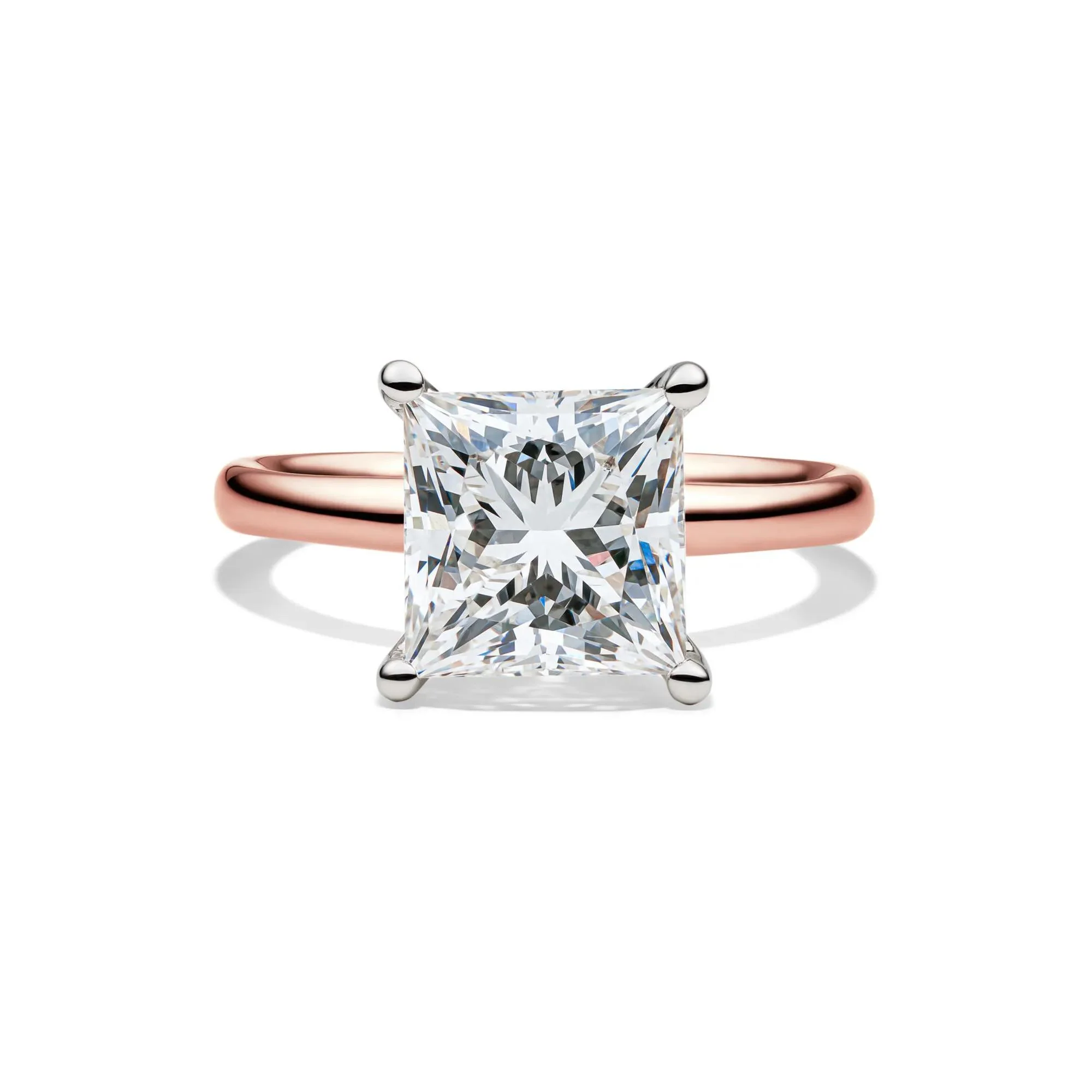 Lab Grown Diamond Princess-Cut Solitaire Engagement Ring 14K Rose Gold (4 CT.) Size 9 2mm
