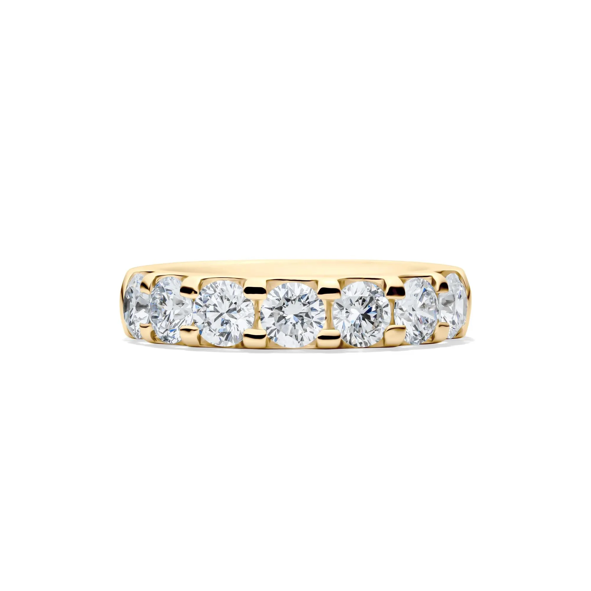 2 CT. Tw. Lab Grown Diamond Seven-Stone Anniversary Band Ring 14K Yellow Gold Round Brilliant Cut Size 5.5 4.5mm