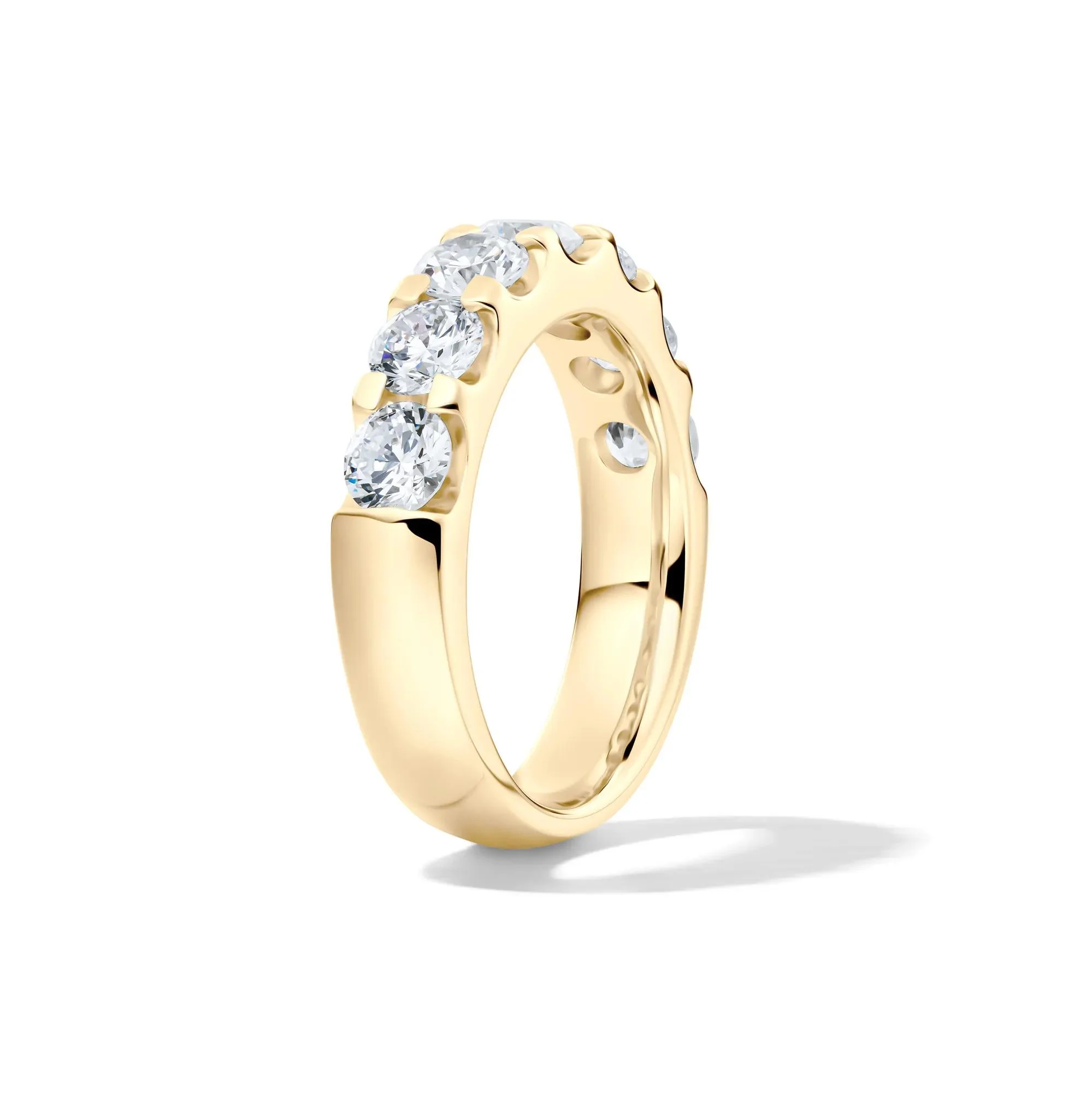 2 CT. Tw. Lab Grown Diamond Seven-Stone Anniversary Band Ring 14K Yellow Gold Round Brilliant Cut Size 7.5 4.5mm - Image 3