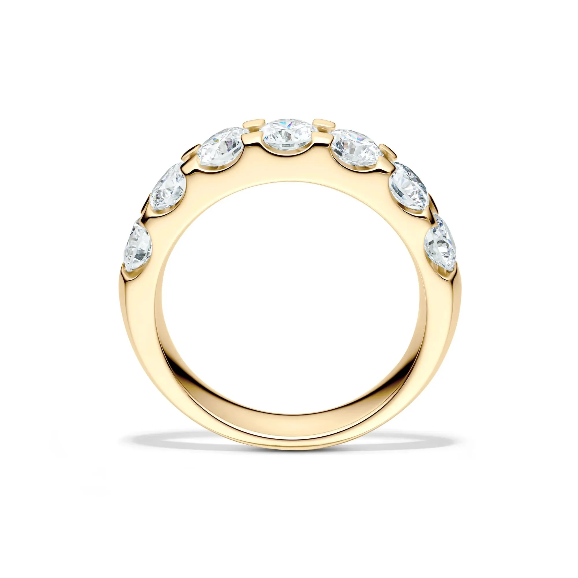 2 CT. Tw. Lab Grown Diamond Seven-Stone Anniversary Band Ring 14K Yellow Gold Round Brilliant Cut Size 8 4.5mm - Image 2