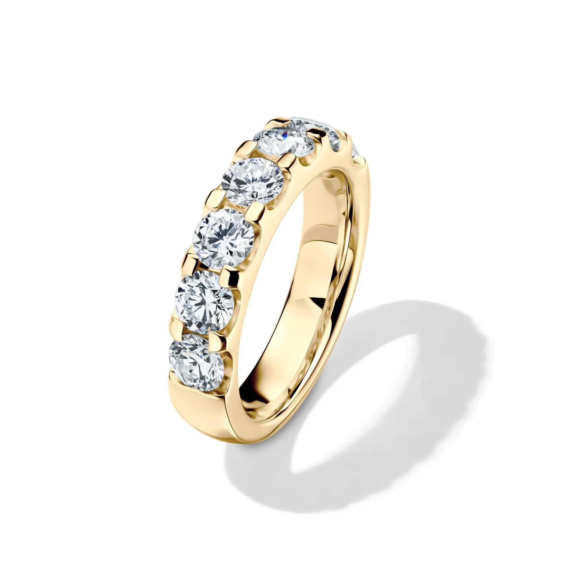 2 CT. Tw. Lab Grown Diamond Seven-Stone Anniversary Band Ring 14K Yellow Gold Round Brilliant Cut Size 8.5 4.5mm - Image 4