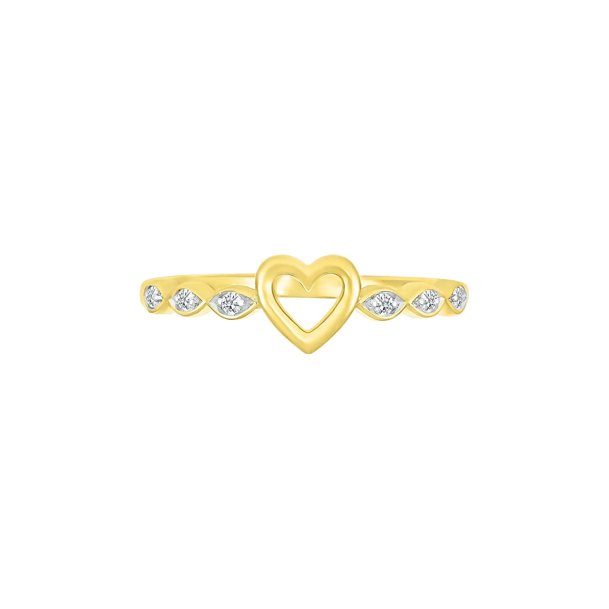 Diamond Accent Heart Ring 10K Yellow Gold Size 6 - Image 5