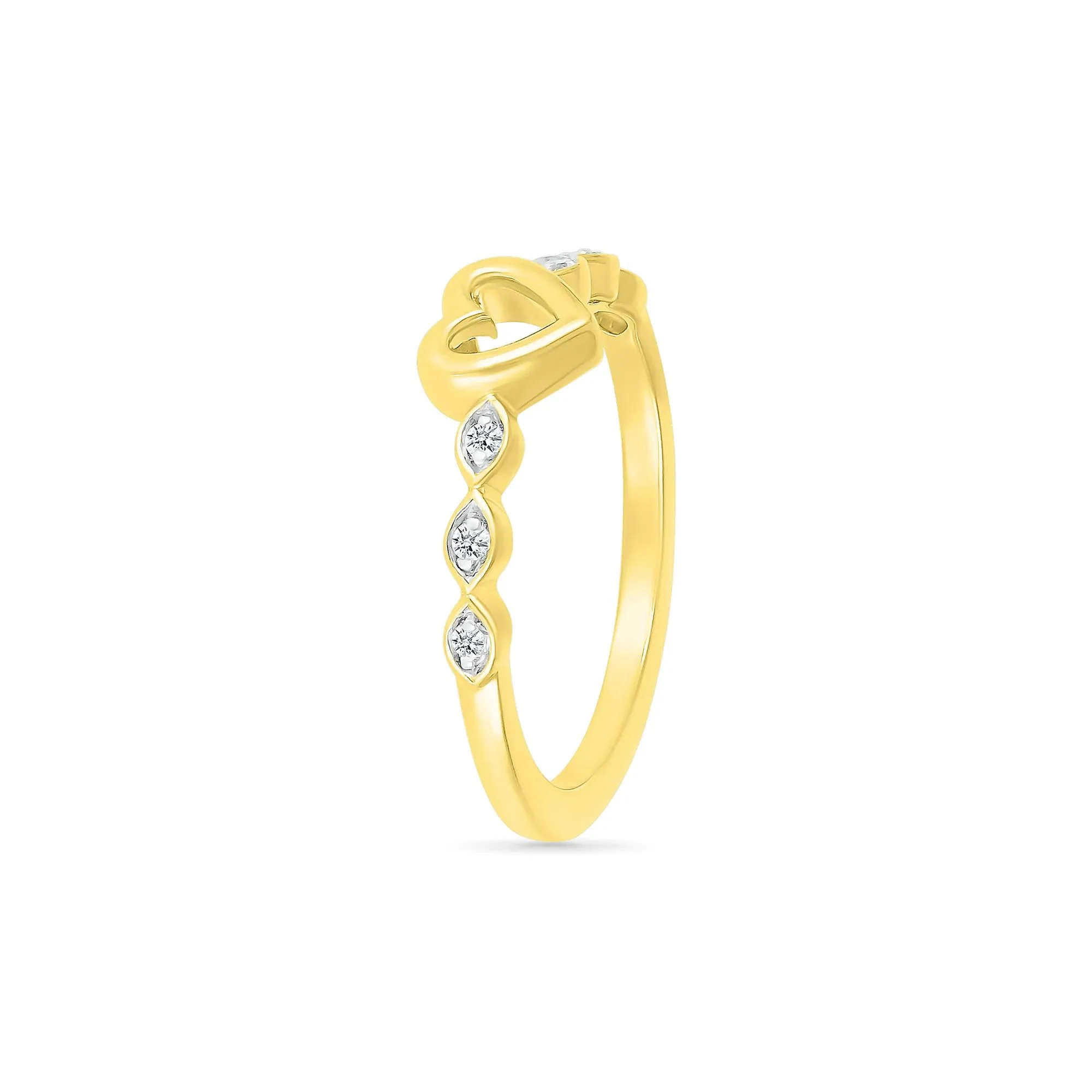 Diamond Accent Heart Ring 10K Yellow Gold Size 8.5 - Image 4