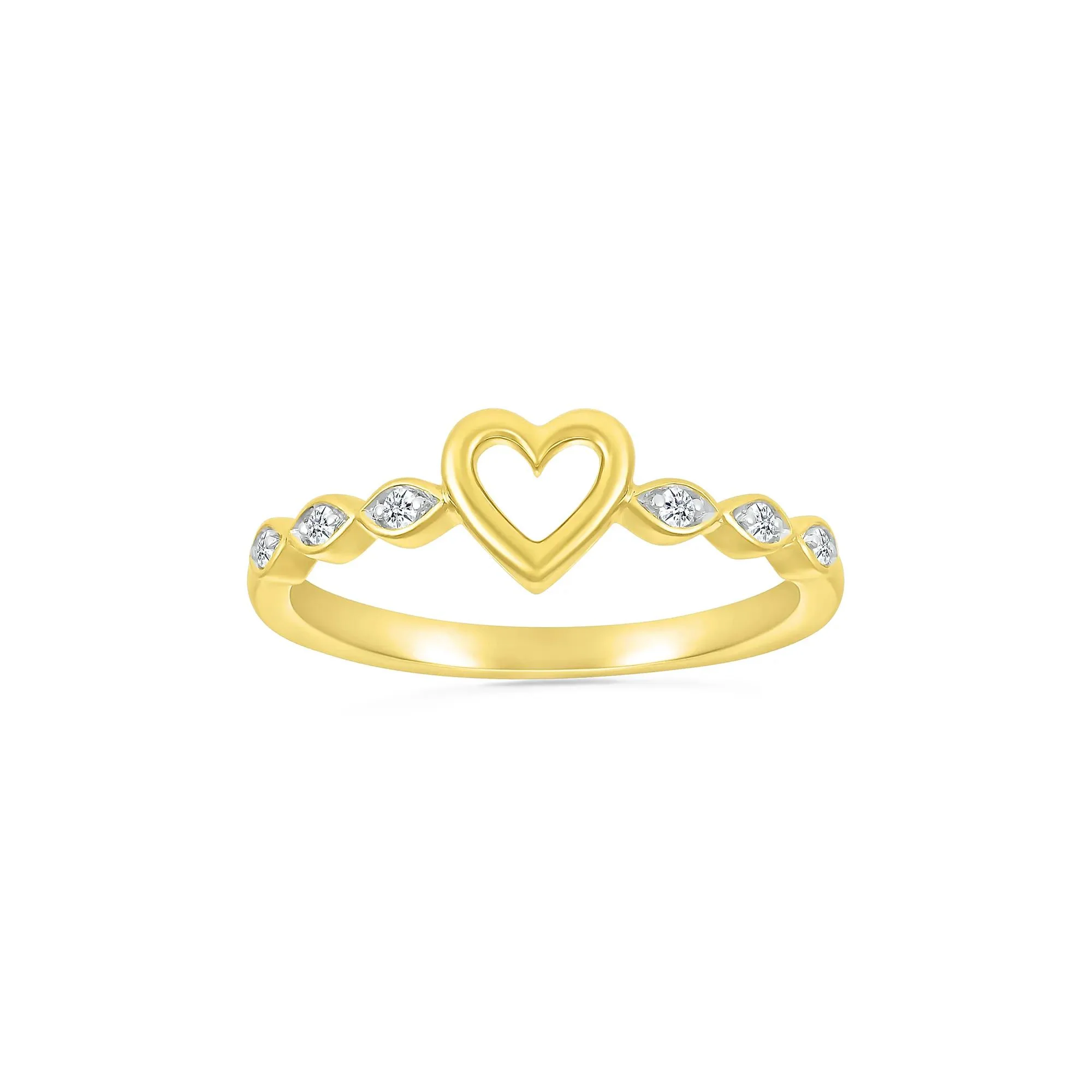 Diamond Accent Heart Ring 10K Yellow Gold Size 9