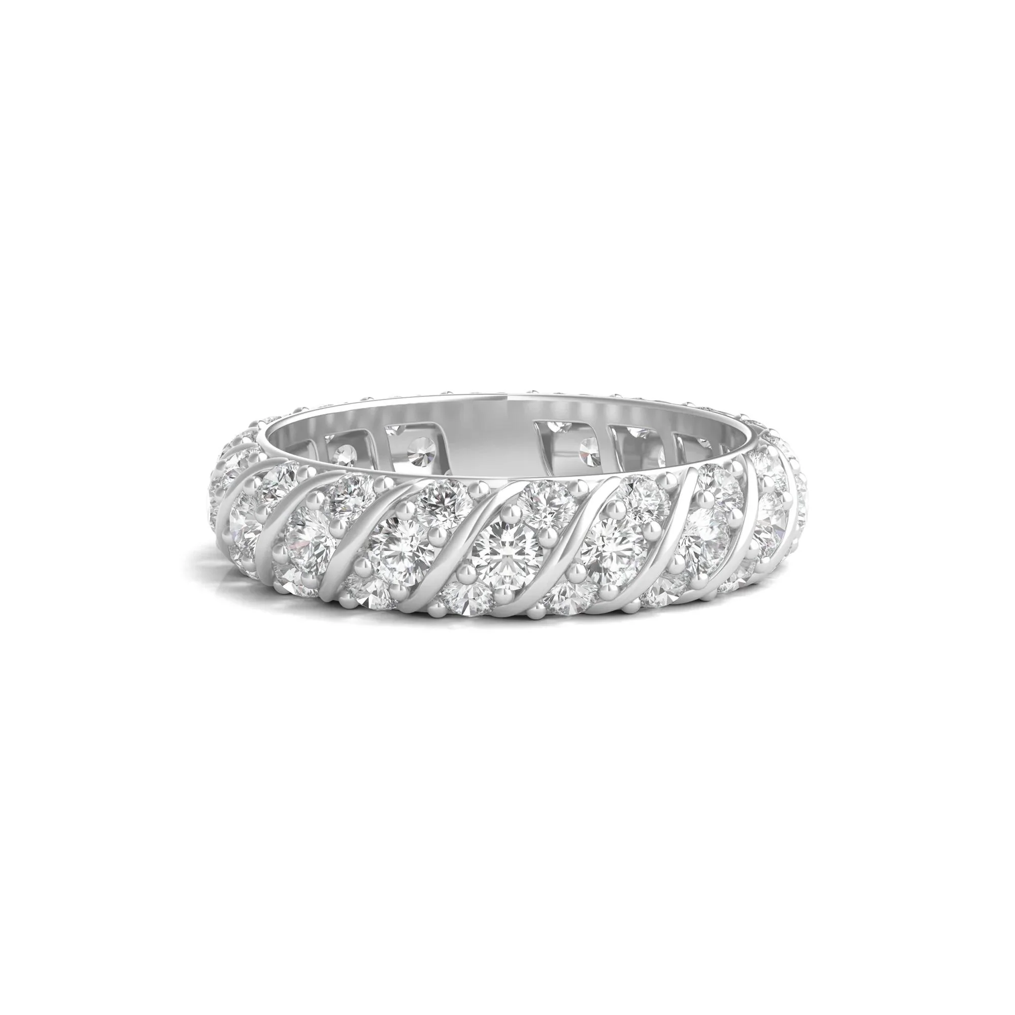 2 1/2 CT. Tw. Round-Cut Rolling Pave Lab Grown Diamond Eternity Band Ring 14K White Gold Size 4