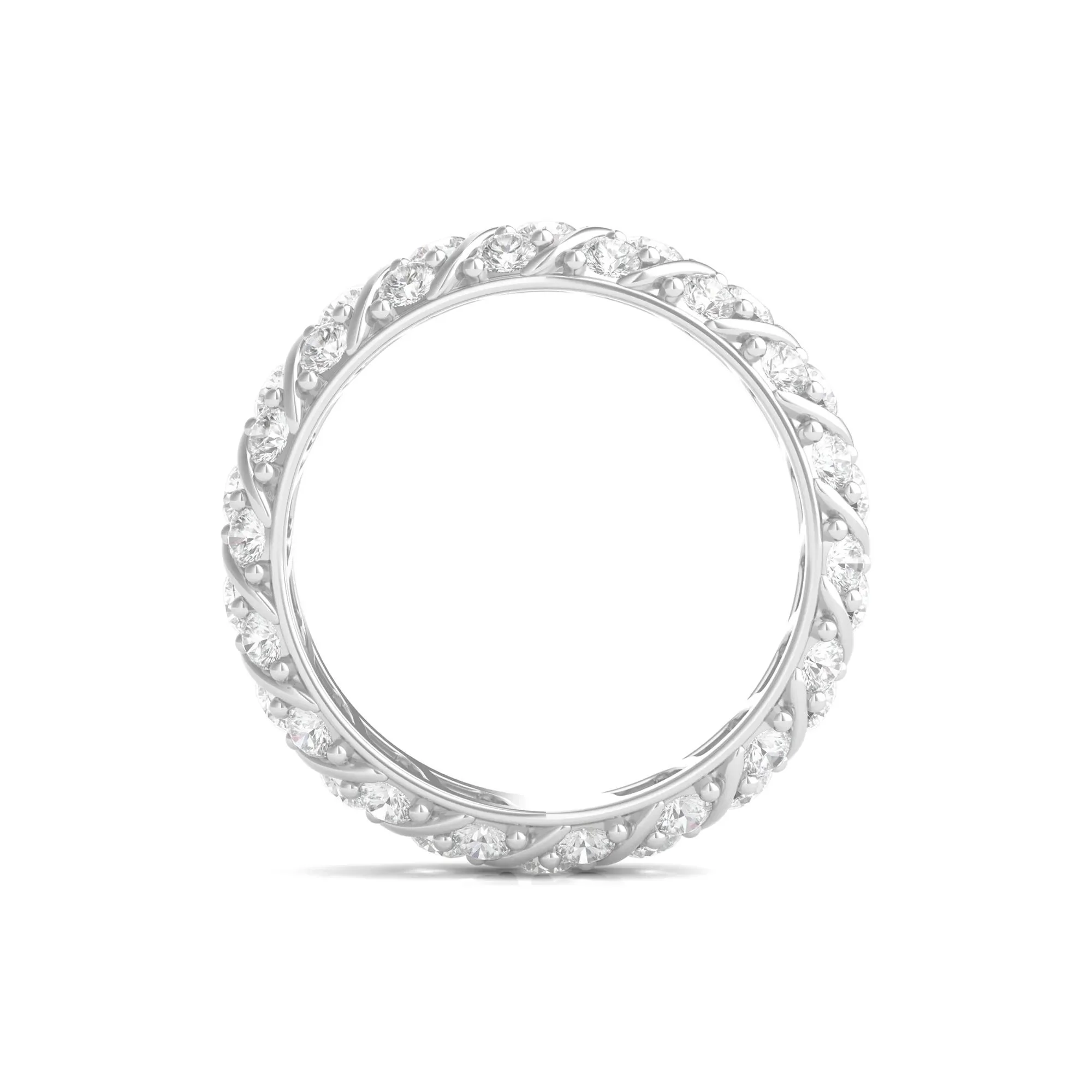 2 1/2 CT. Tw. Round-Cut Rolling Pave Lab Grown Diamond Eternity Band Ring 14K White Gold Size 4 - Image 2
