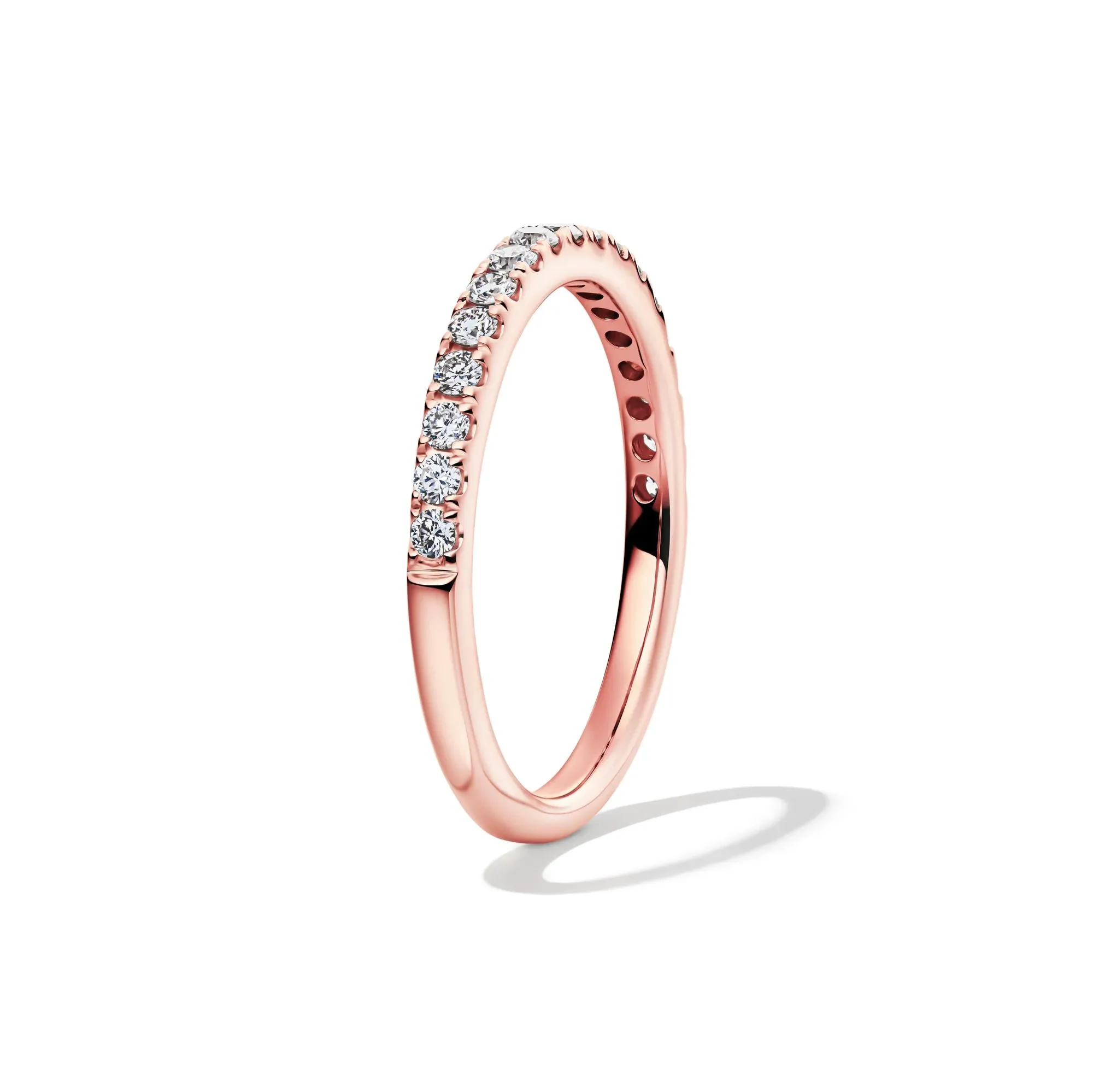 1/3 CT. Tw. Lab Grown Diamond Band Ring 14K Rose Gold Round Brilliant Cut Size 6 1mm - Image 3