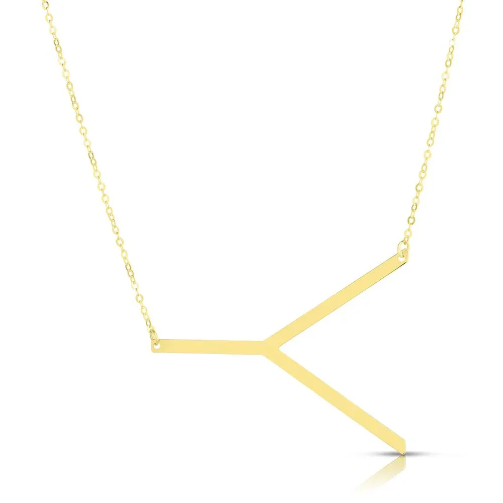 "y" Initial Necklace 14K Yellow Gold Size 18" - Image 3