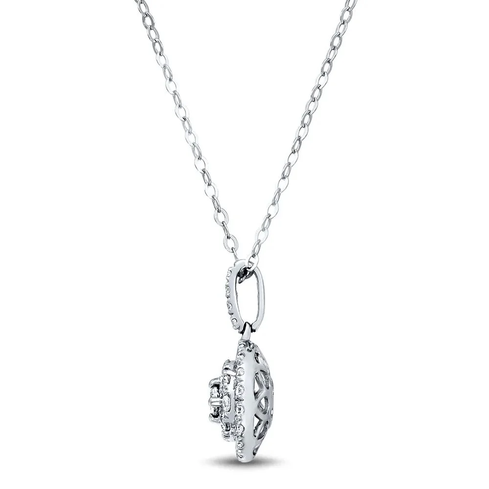 5/8 CT. Tw. Lab Grown Diamond Round Cluster Pendant Necklace 14K White Gold Size 18" - Image 2