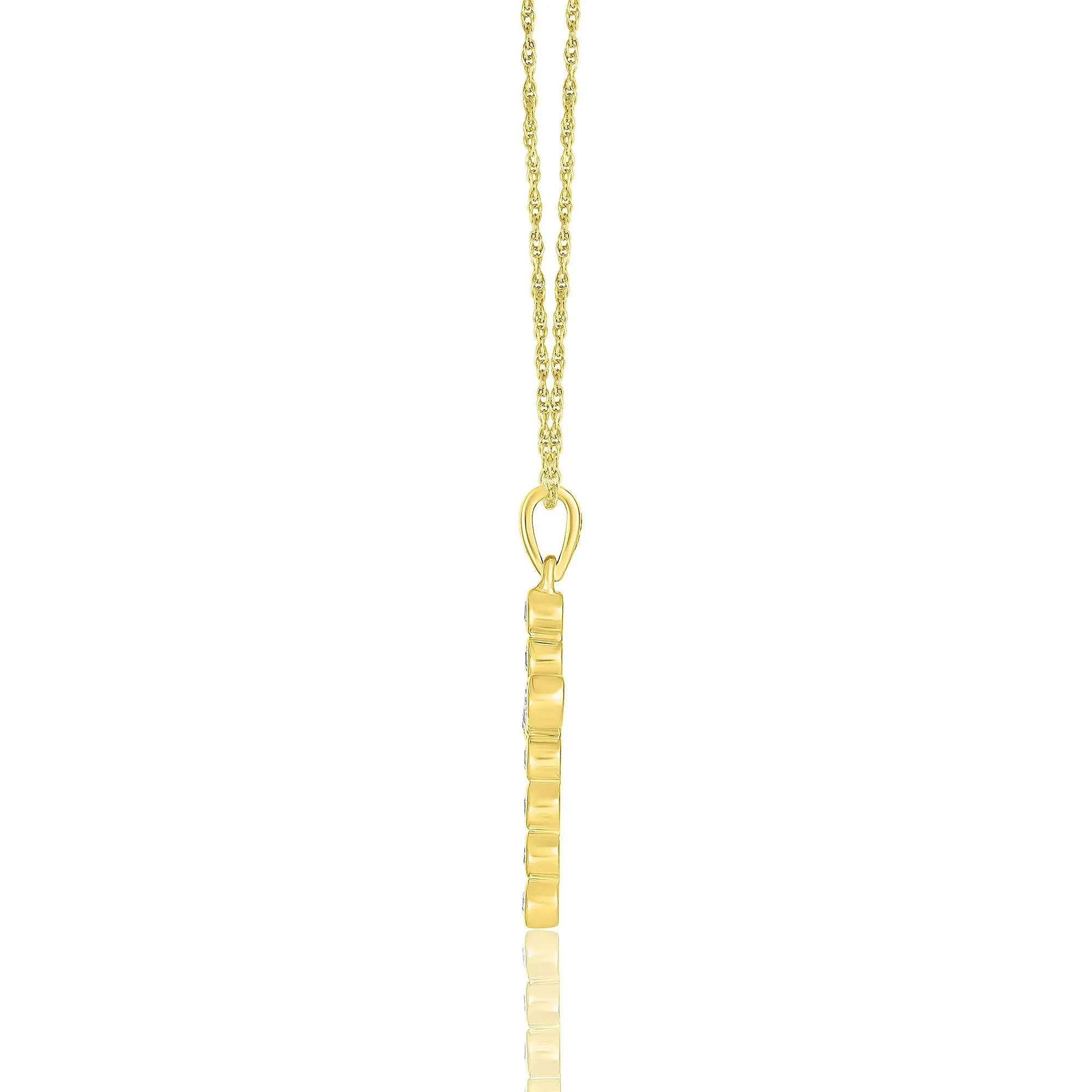 1/7 CT. Tw. Diamond Cross Pendant Necklace 10K Yellow Gold Size 18" - Image 2