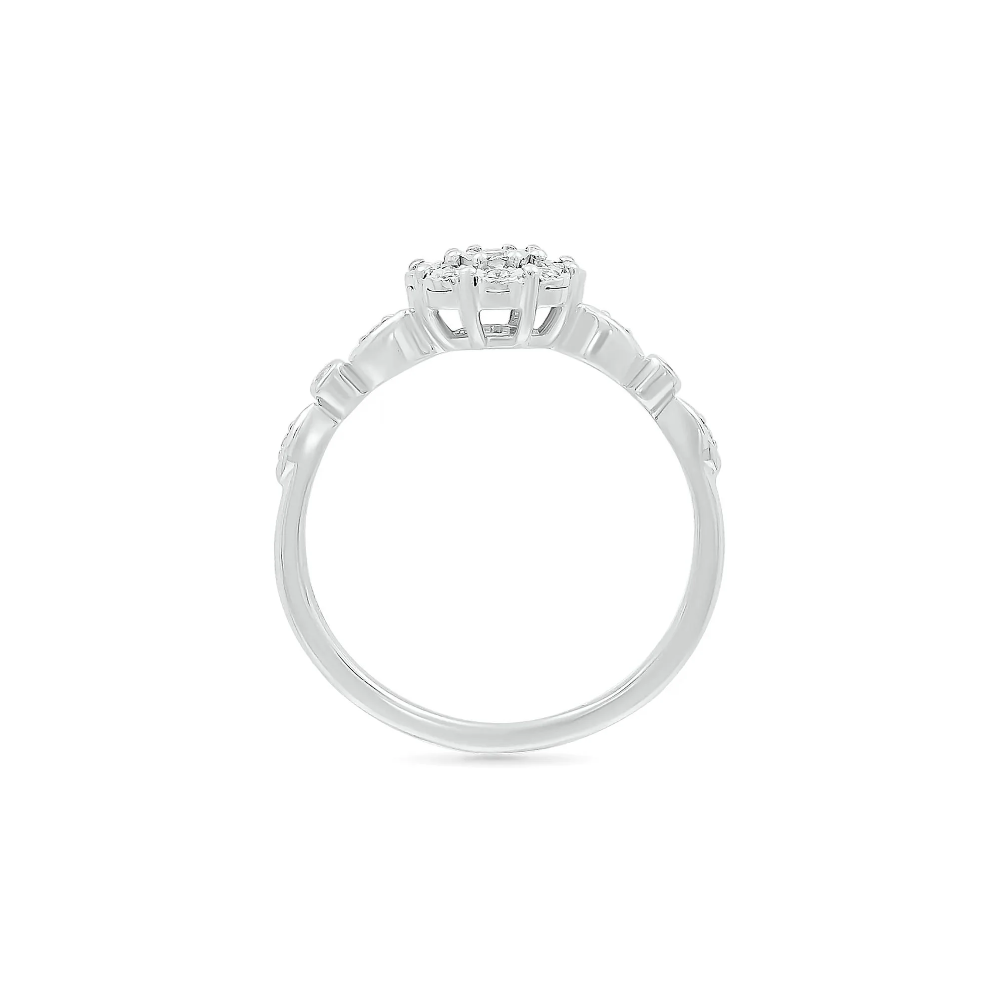 1/10 CT. Tw. Diamond Promise Ring .925 Sterling Silver Round Brilliant Cut White Size 6 - Image 2
