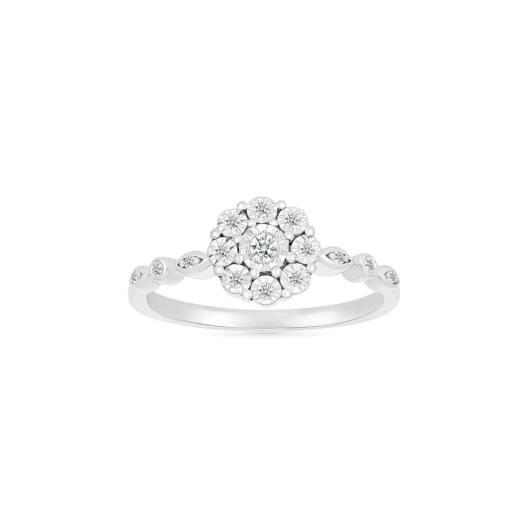 1/10 CT. Tw. Diamond Promise Ring .925 Sterling Silver Round Brilliant Cut White Size 8