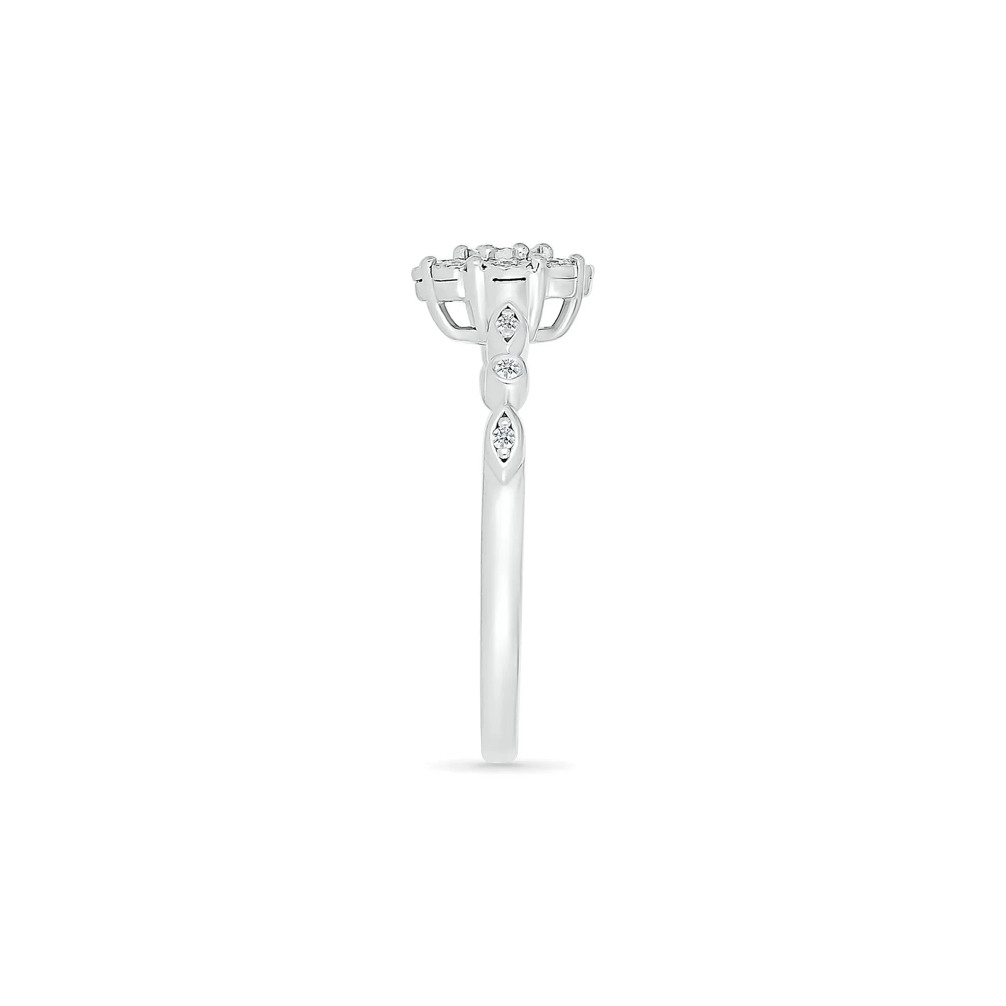 1/10 CT. Tw. Diamond Promise Ring .925 Sterling Silver Round Brilliant Cut White Size 8.5 - Image 3