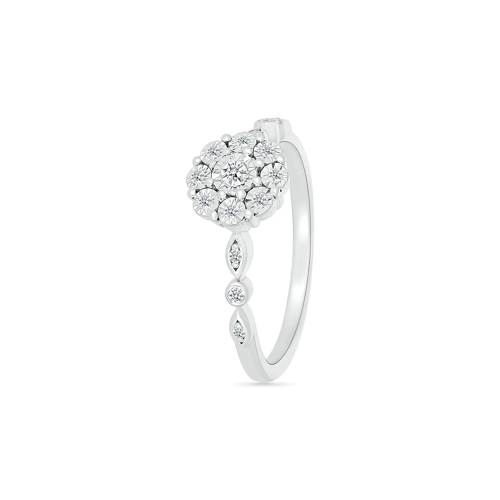 1/10 CT. Tw. Diamond Promise Ring .925 Sterling Silver Round Brilliant Cut White Size 8.5 - Image 4