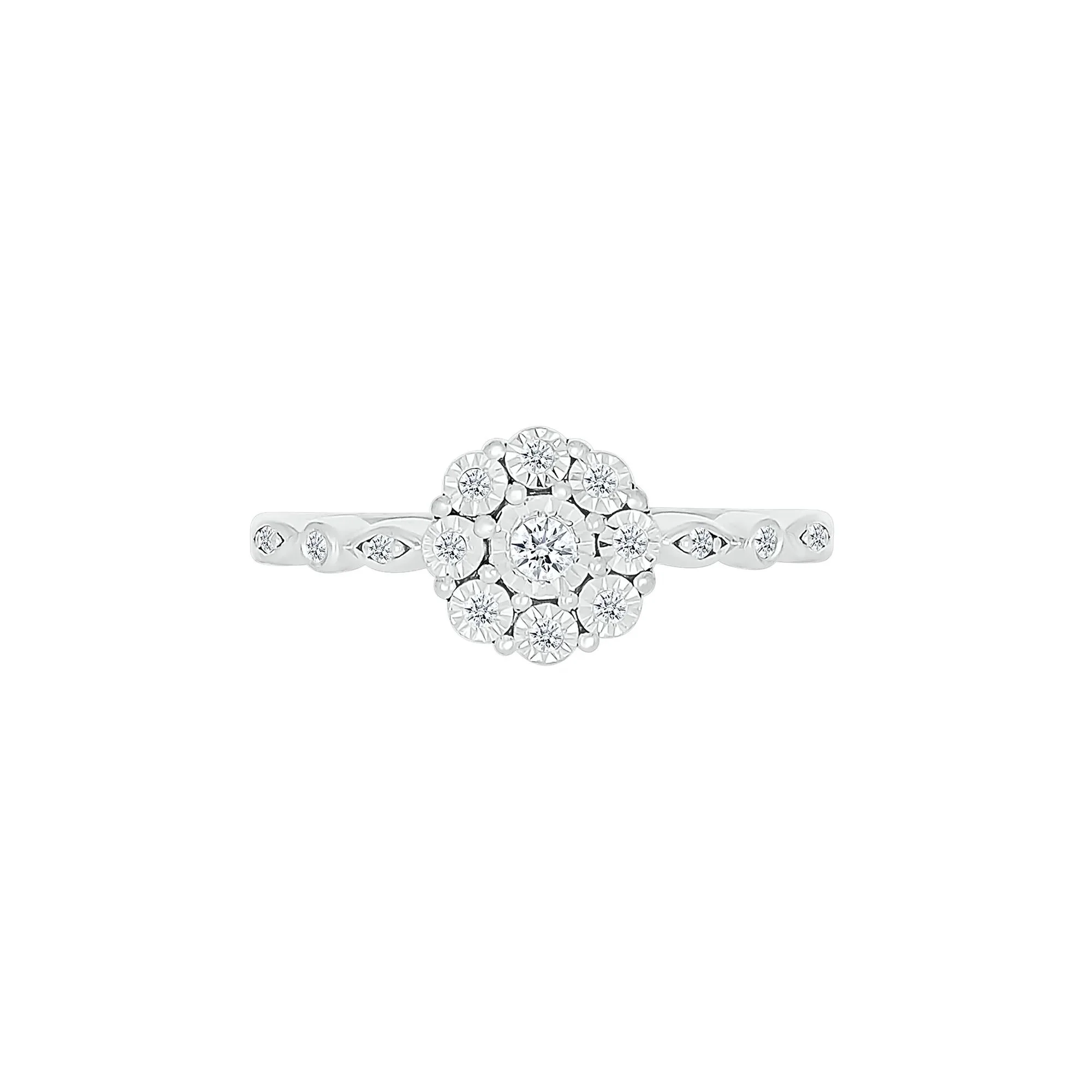 1/10 CT. Tw. Diamond Promise Ring .925 Sterling Silver Round Brilliant Cut White Size 8.5 - Image 5