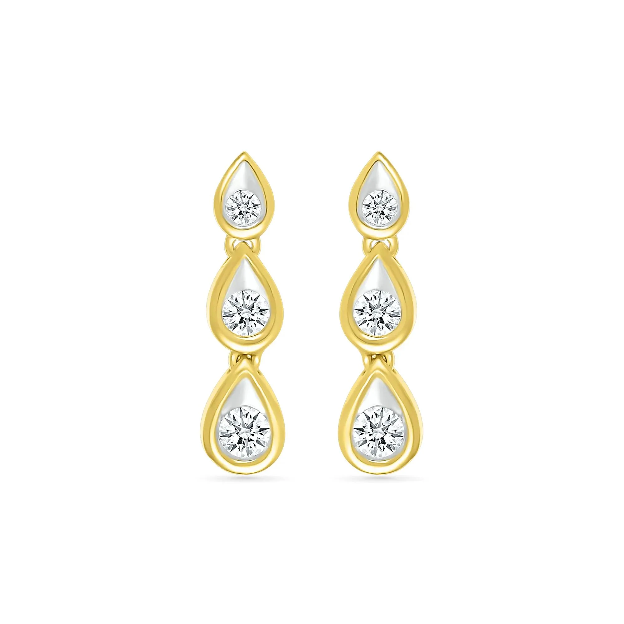 1/5 CT. Tw. Diamond Drop Earrings 10K Yellow Gold Size 4.40mm - Image 3