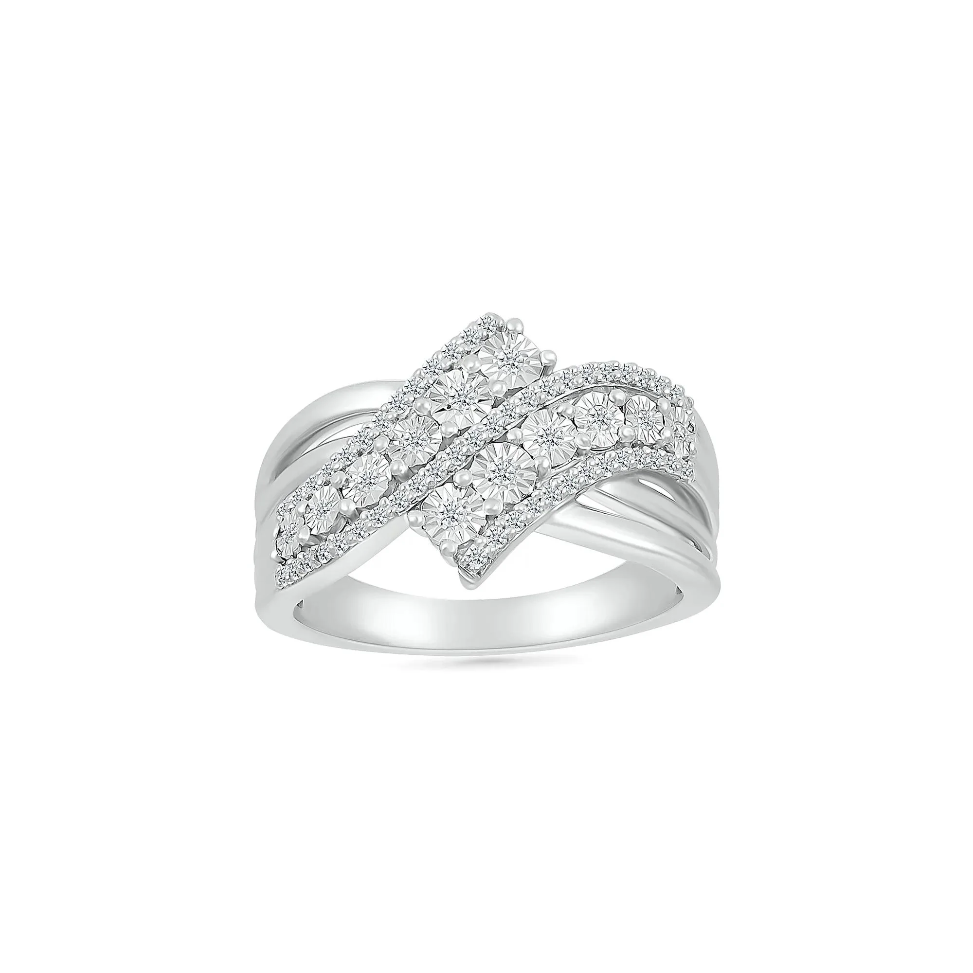 1/4 CT. Tw. Diamond Ring .925 Sterling Silver White Size 7.5 - Image 4
