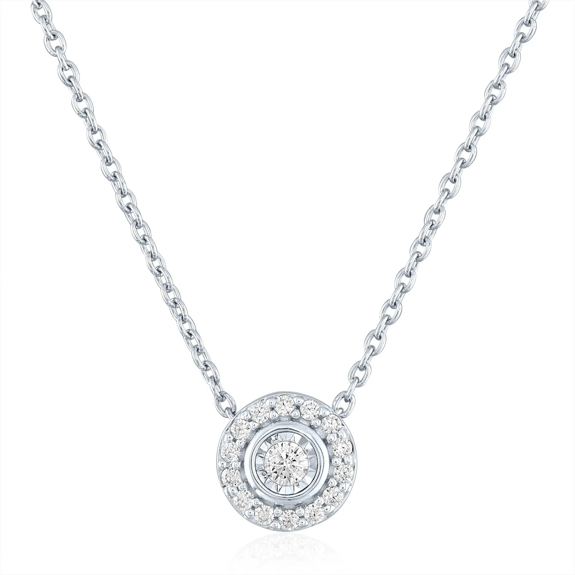 1/3 CT. Tw. Lab Grown Diamond Halo Illusion Stud Earrings & Pendant Set .925 Sterling Silver White Size 18" - Image 3