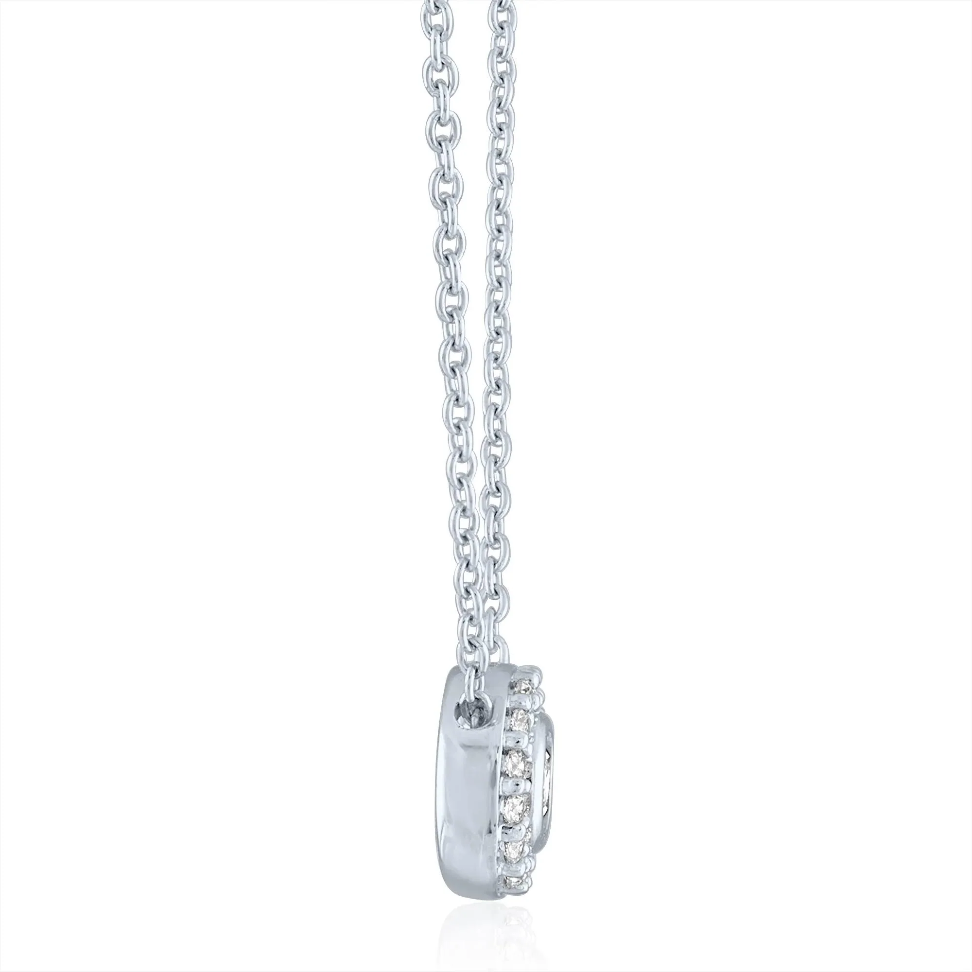 1/3 CT. Tw. Lab Grown Diamond Halo Illusion Stud Earrings & Pendant Set .925 Sterling Silver White Size 18" - Image 4