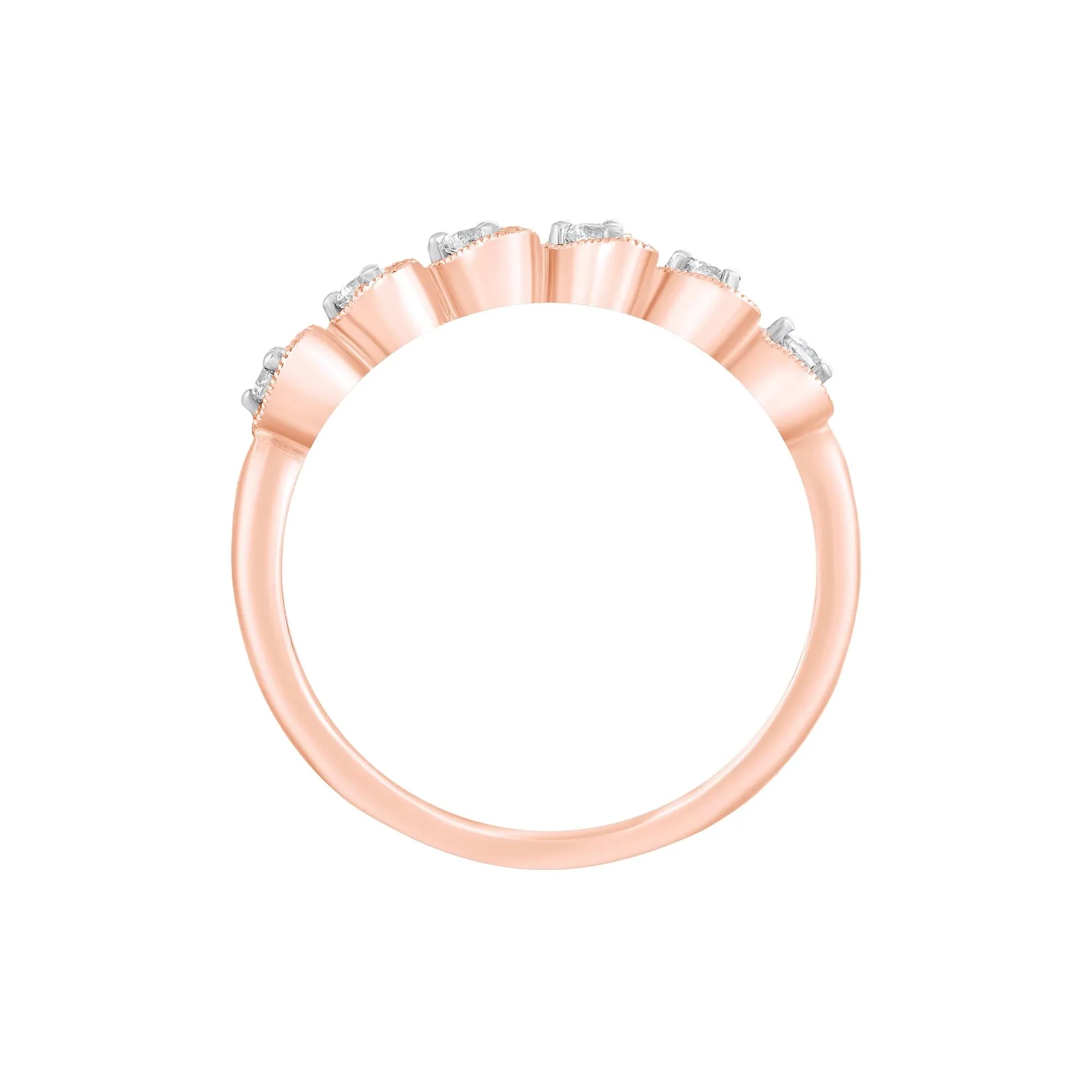 1/10 CT. Tw. Diamond Heart Ring 10K Rose Gold Round Brilliant Cut Size 7 - Image 2
