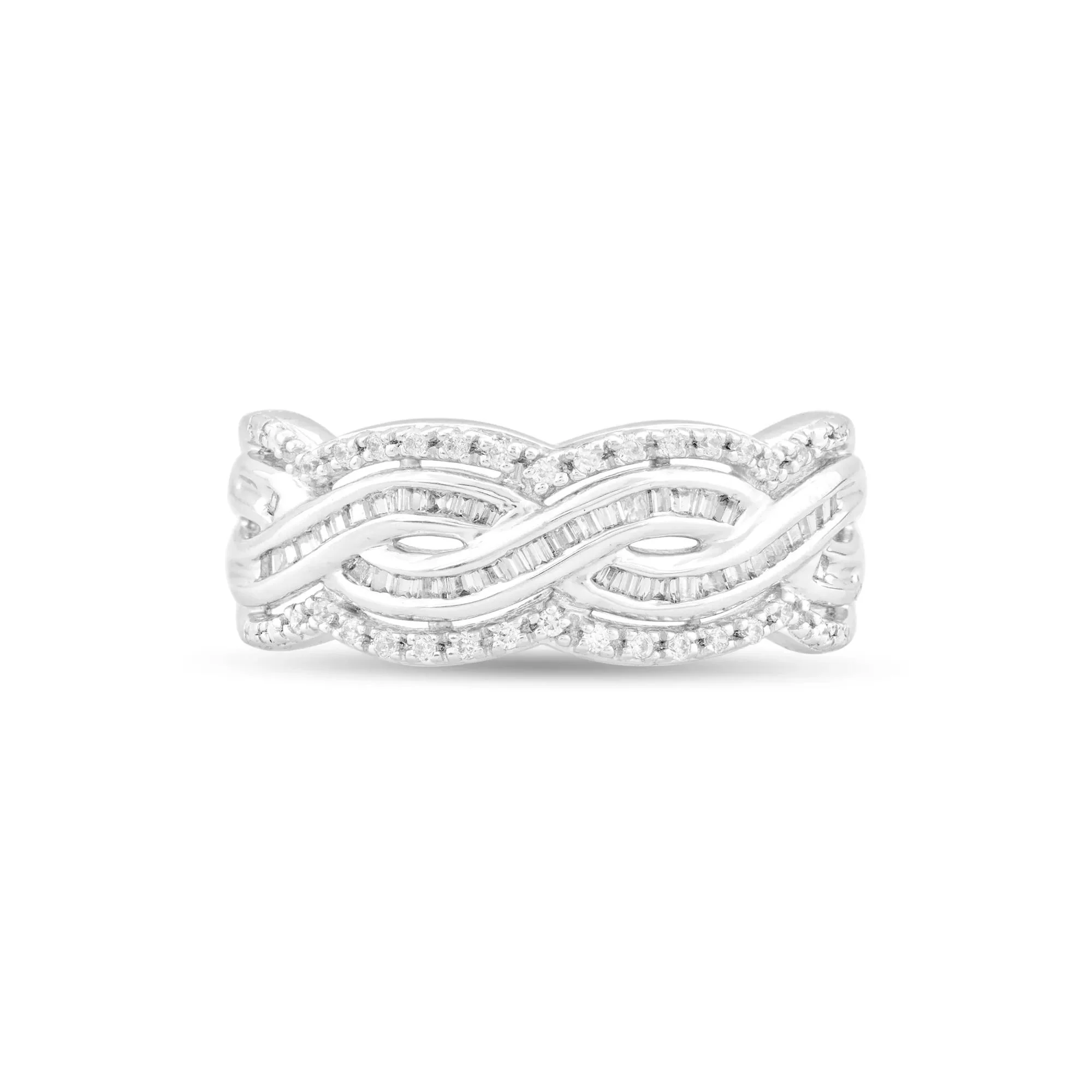 1/3 CT. Tw. Braided Diamond Ring .925 Sterling Silver Round Brilliant Cut White Size 7
