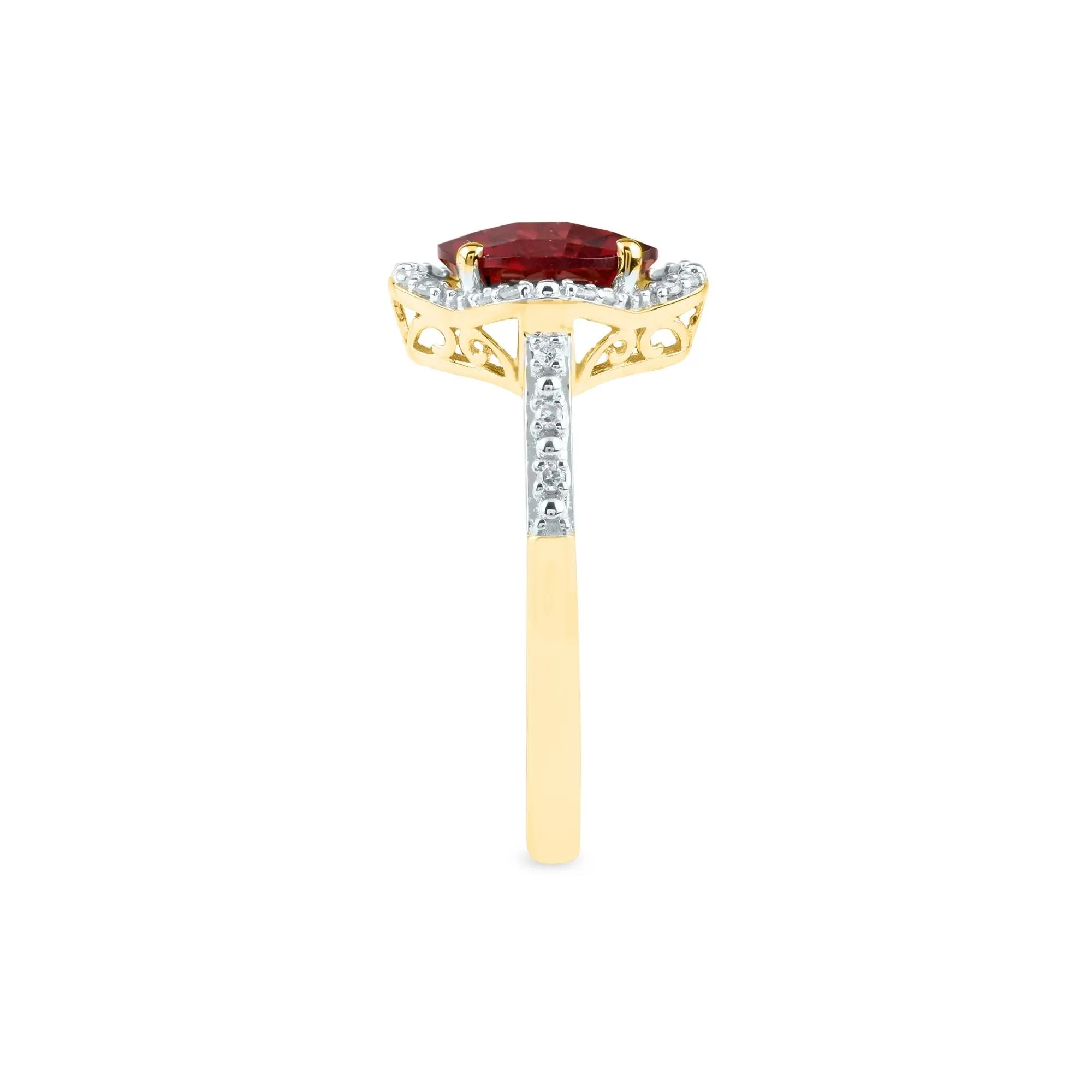 1/10 CT. Tw. Checkerboard-Cut Garnet Ring 10K Yellow Gold Size 7.5 2mm - Image 3