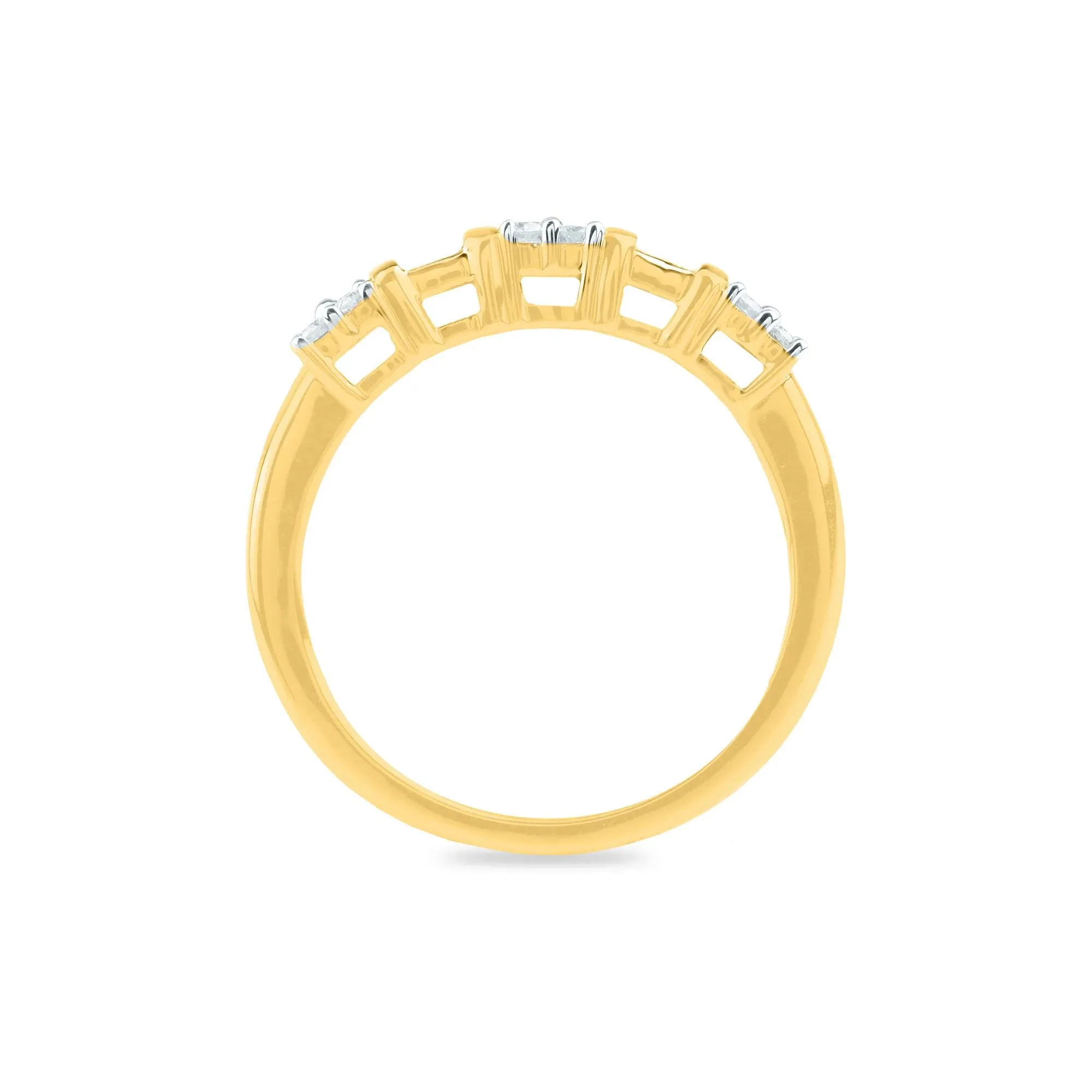 1/4 CT. Tw. Diamond Band Ring 10K Yellow Gold Round Brilliant Cut Size 7 1mm - Image 2