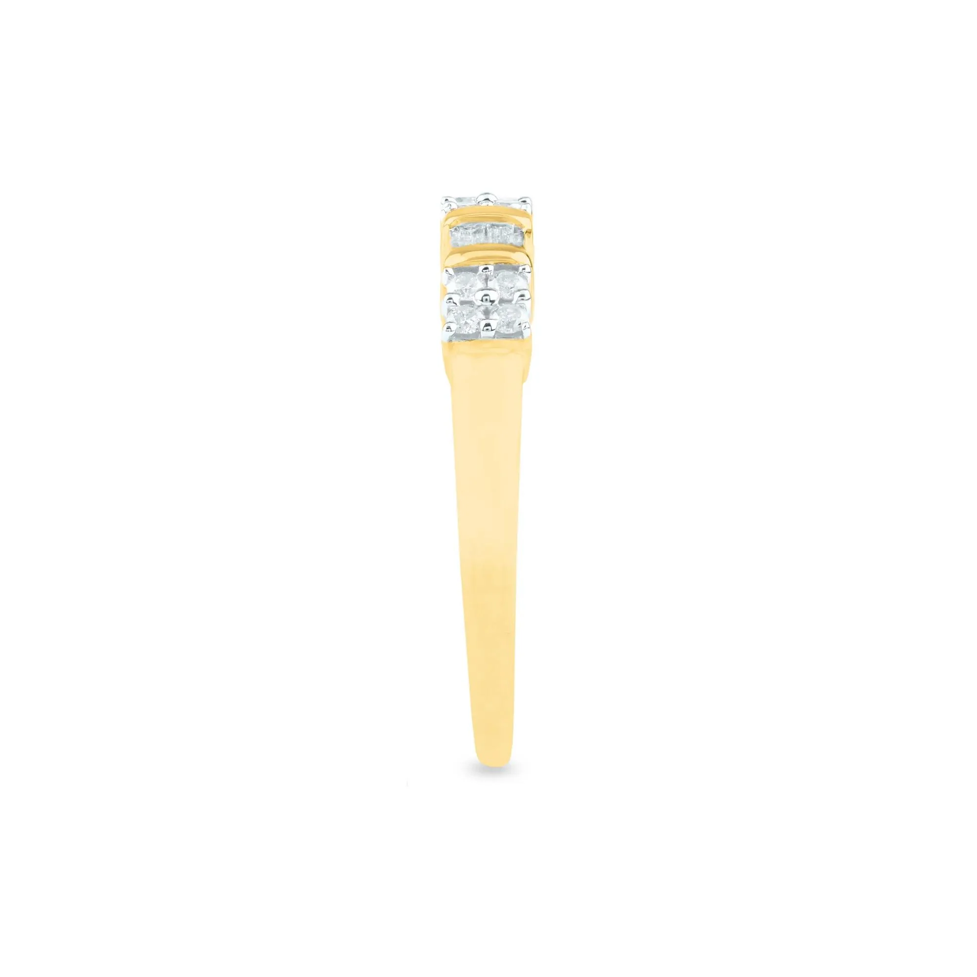 1/4 CT. Tw. Diamond Band Ring 10K Yellow Gold Round Brilliant Cut Size 7 1mm - Image 3