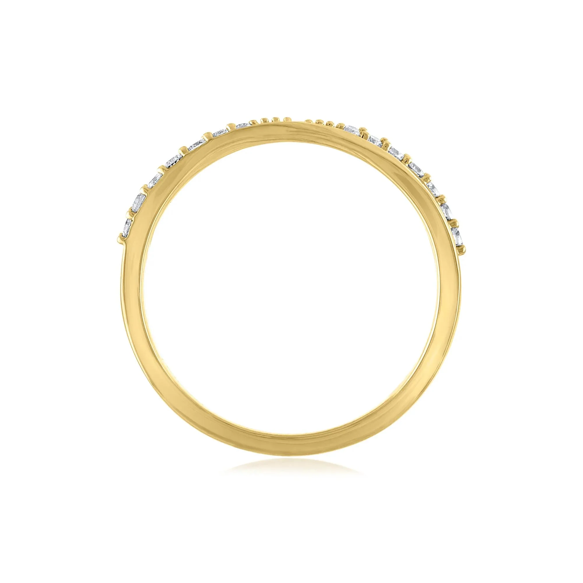 1/7 CT. Tw. Diamond Crossover Band Ring 14K Yellow Gold Round Brilliant Cut Size 8.5 - Image 2