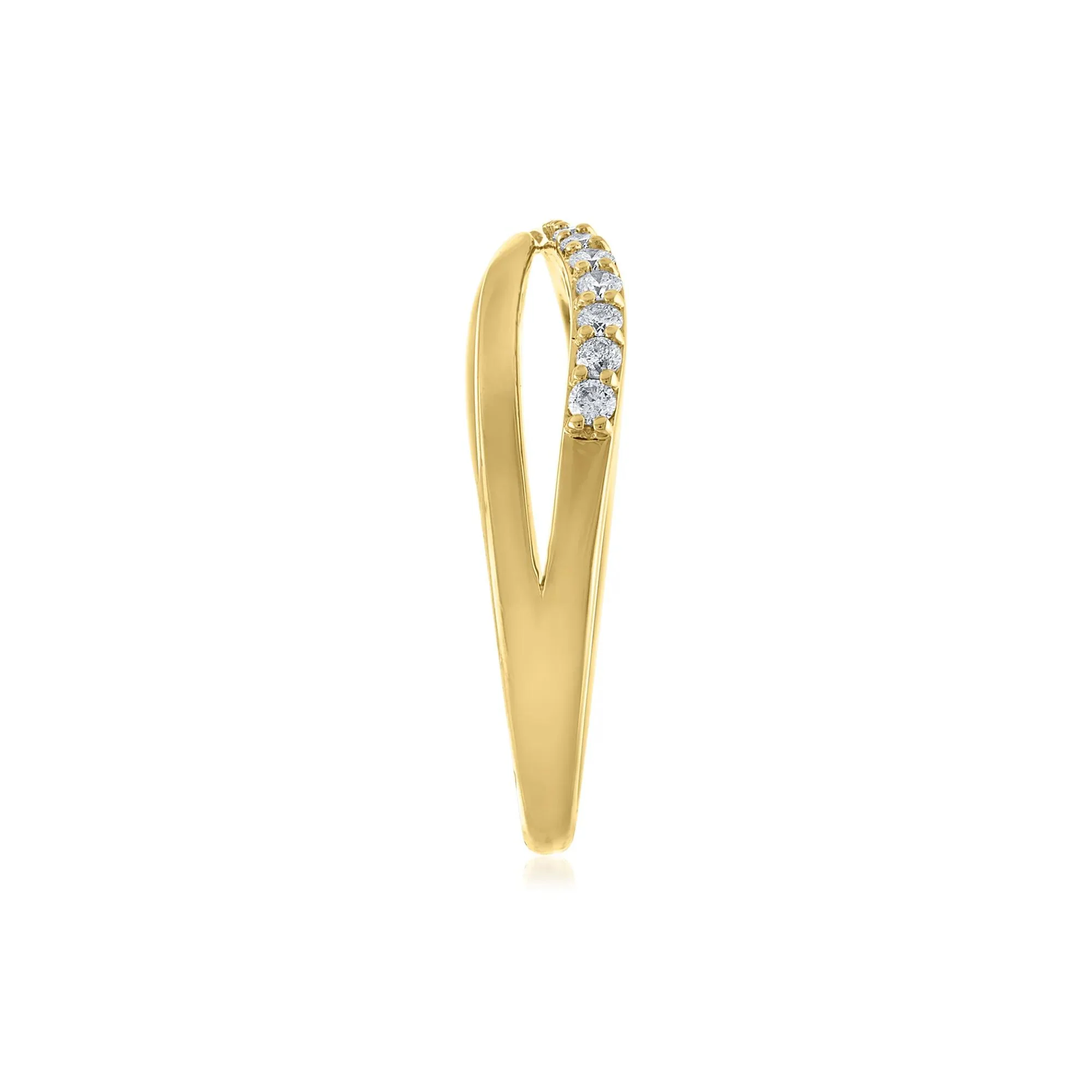 1/7 CT. Tw. Diamond Crossover Band Ring 14K Yellow Gold Round Brilliant Cut Size 8.5 - Image 3