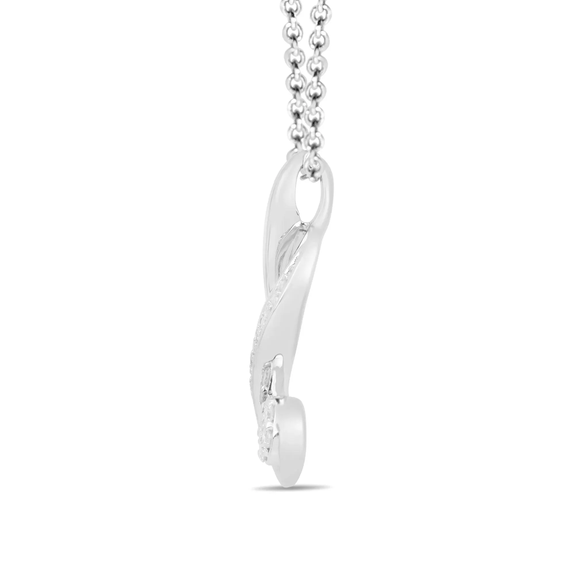 Diamond Accent Pendant Necklace .925 Sterling Silver White Size 18" - Image 2