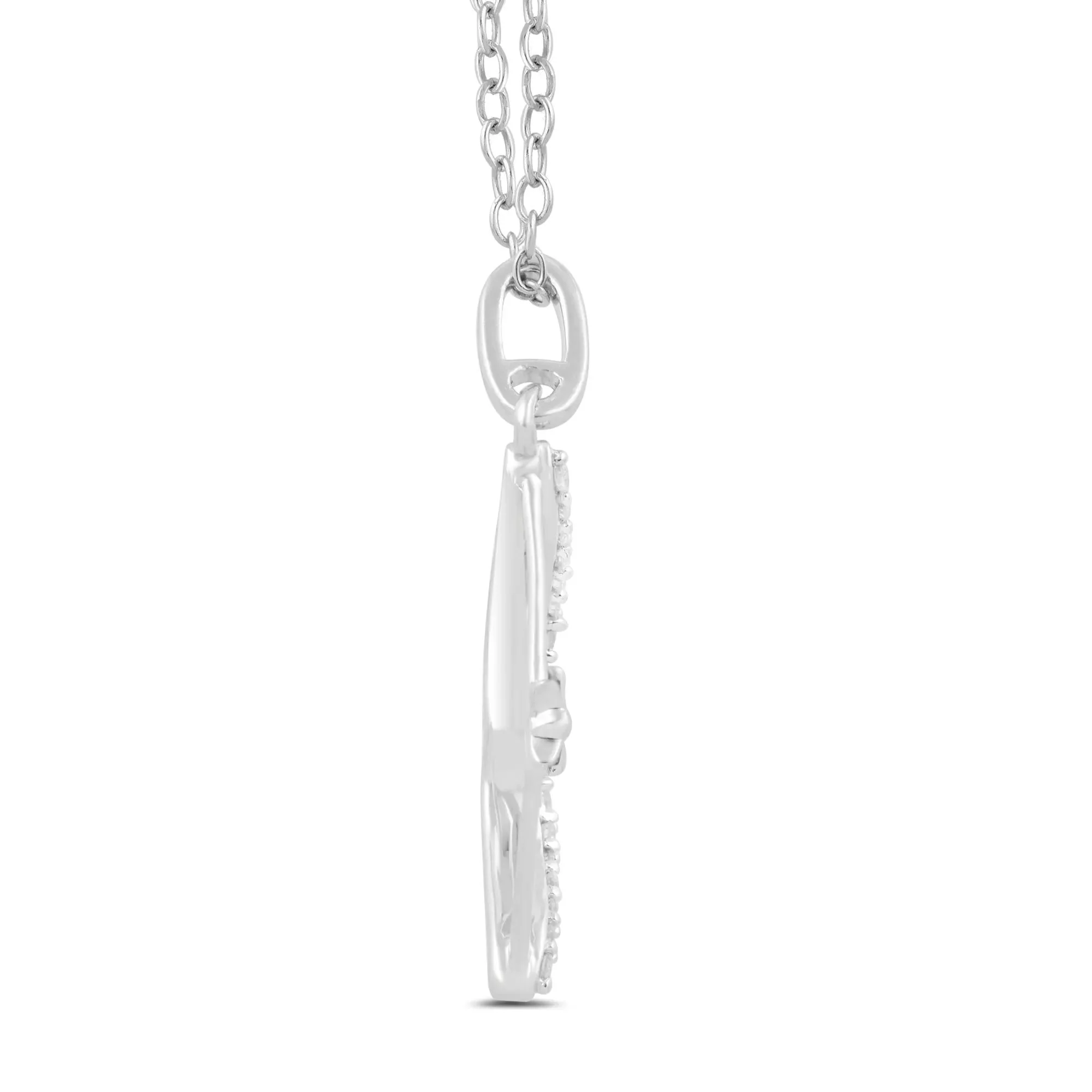 1/10 CT. Tw. Diamond Arrow Pendant Necklace .925 Sterling Silver White Size 18" - Image 2