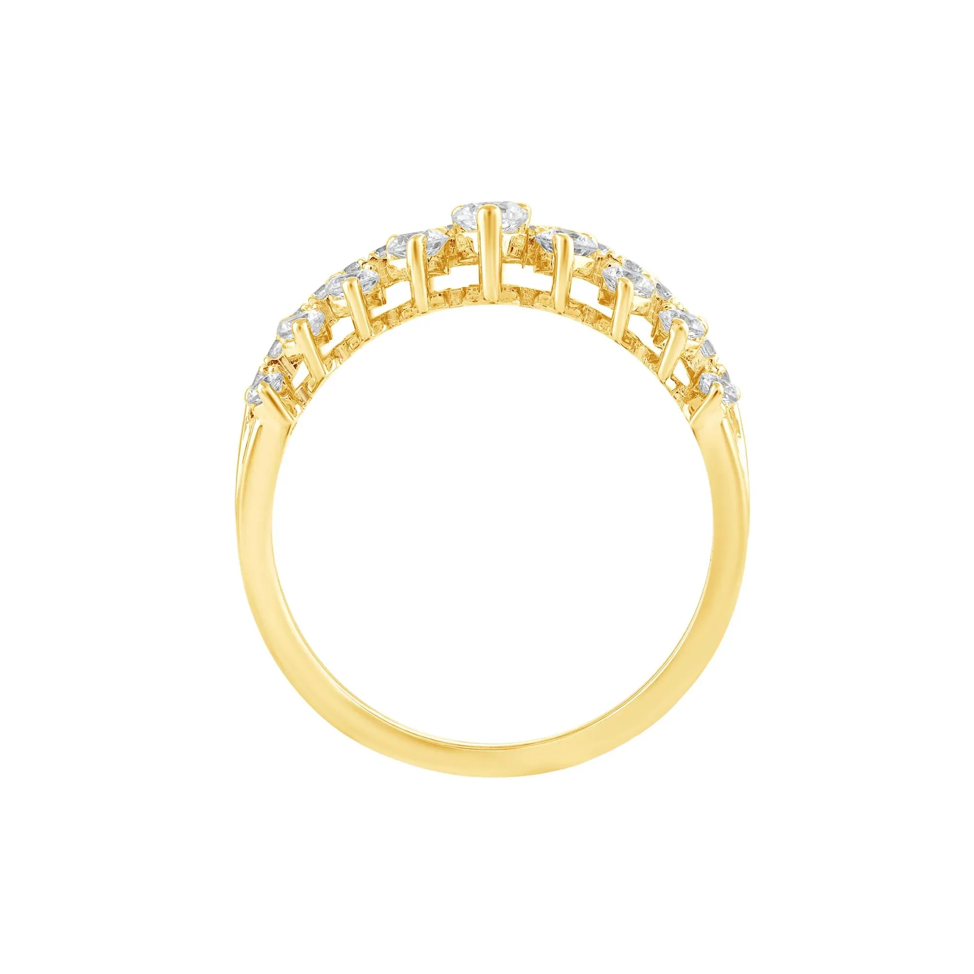1 CT. Tw. Diamond Band Ring 10K Yellow Gold Round Brilliant Cut Size 8.5 - Image 2