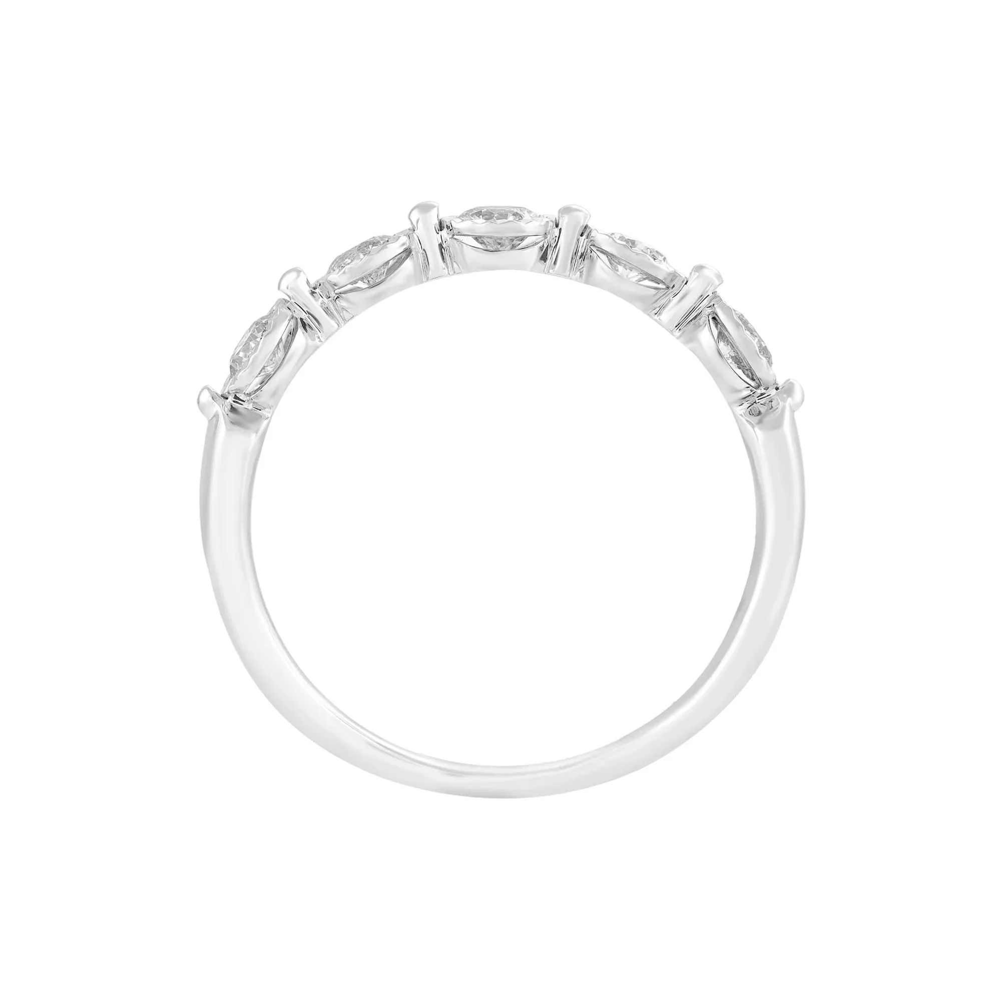 1/2 CT. Tw. Diamond Wedding Band Ring 10K White Gold Round Brilliant Cut Size 5.5 - Image 2