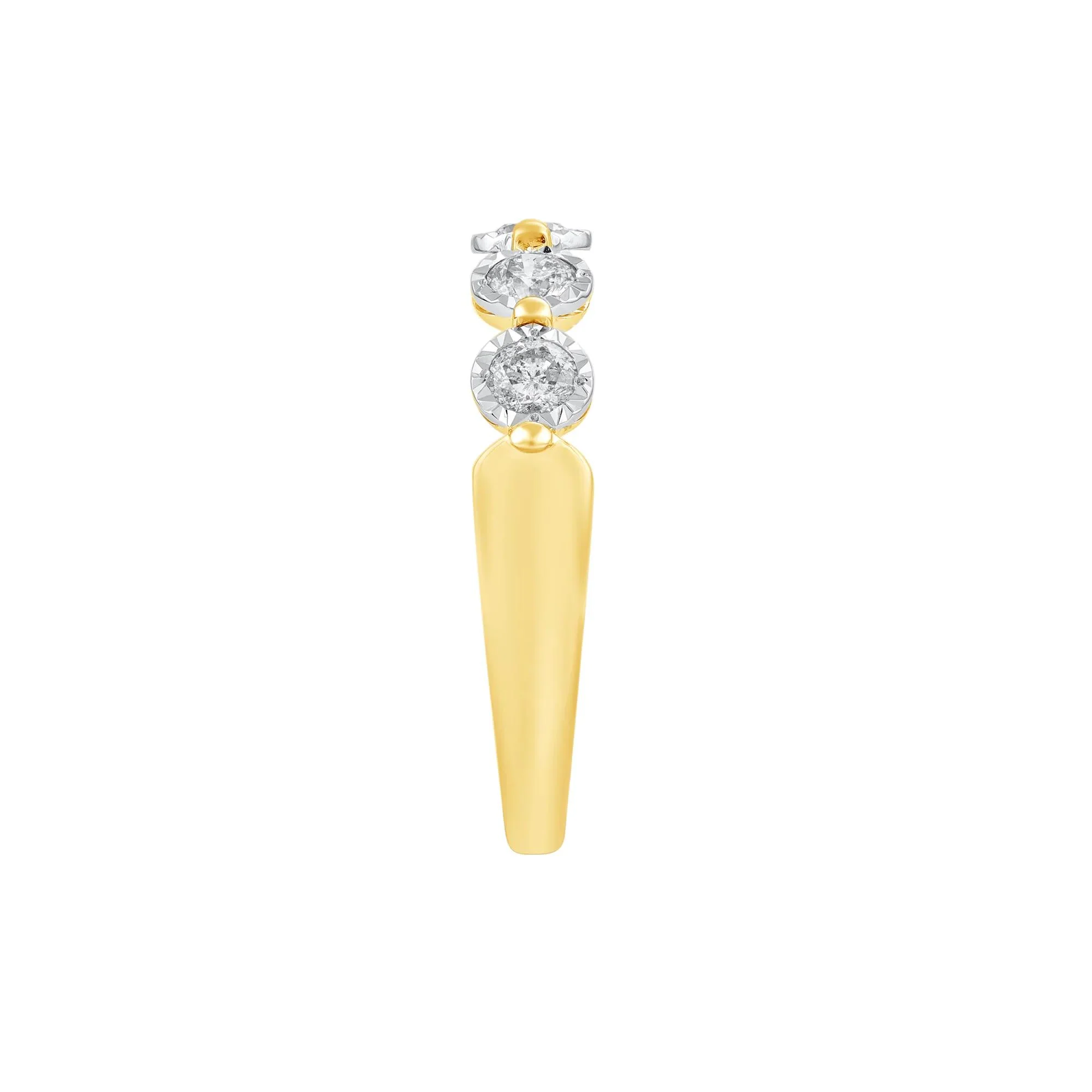 1/2 CT. Tw. Diamond Wedding Band Ring 10K Yellow Gold Round Brilliant Cut Size 10 - Image 3