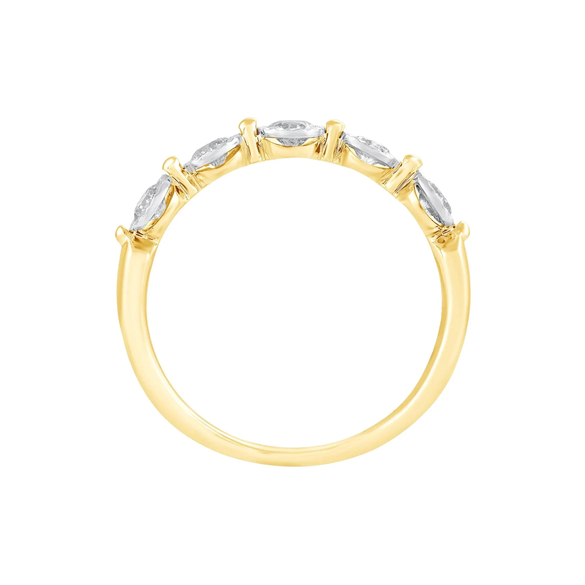 1/2 CT. Tw. Diamond Wedding Band Ring 10K Yellow Gold Round Brilliant Cut Size 6 - Image 2