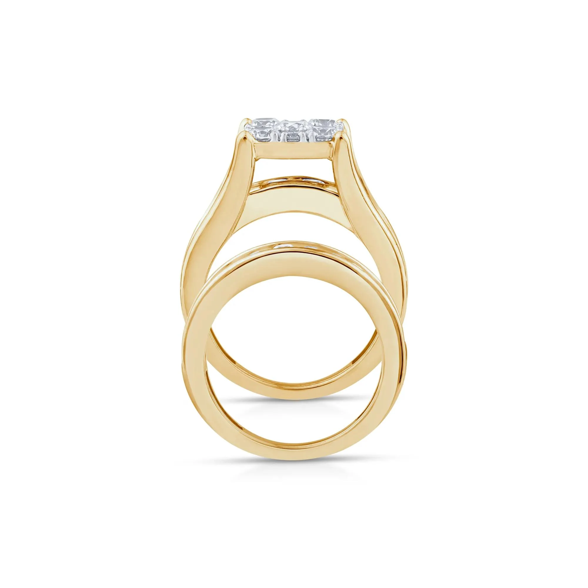 3 CT. Tw. Composite Lab Grown Diamond Engagement Set 10K Yellow Gold Ring Round Brilliant Cut Size 6 2mm - Image 2