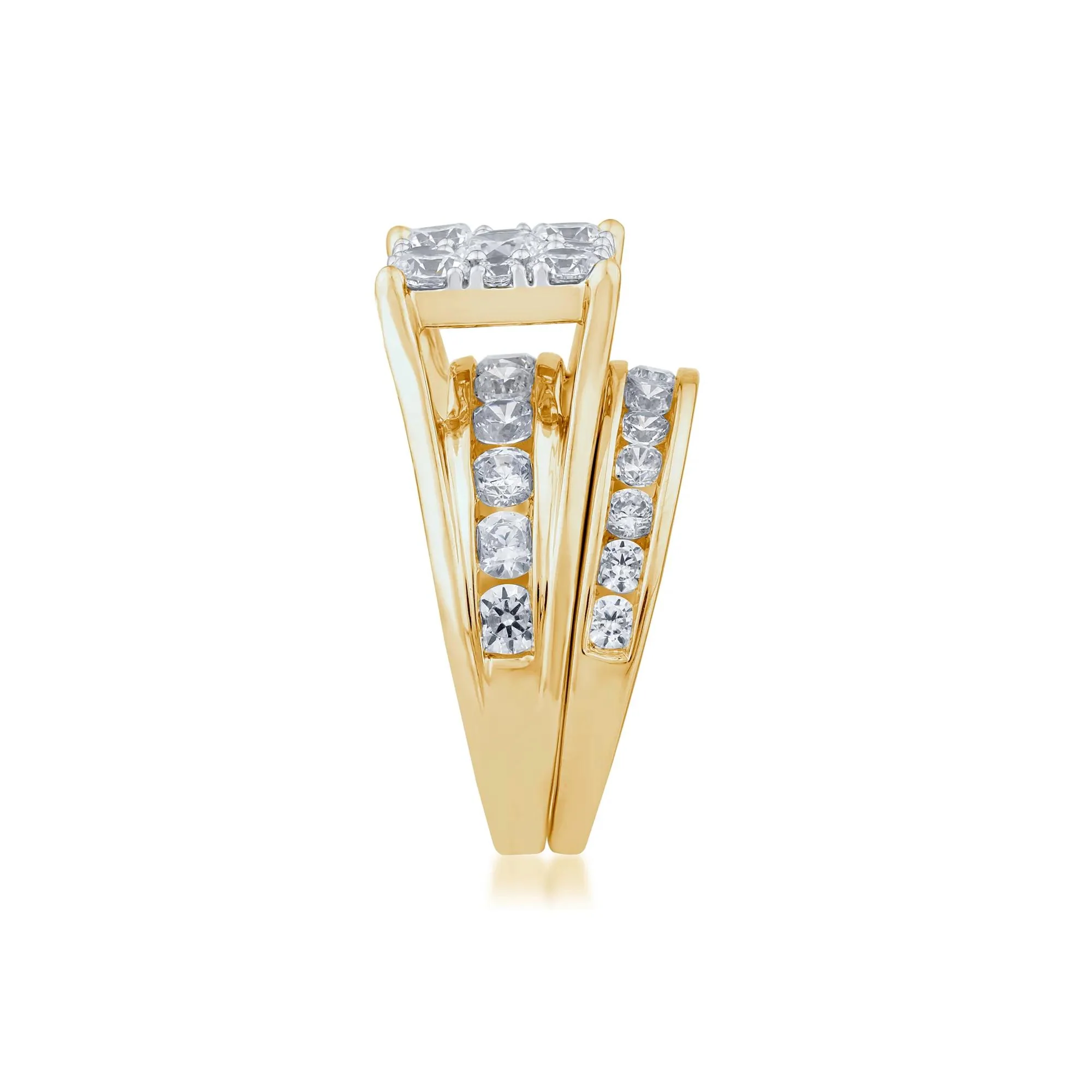 3 CT. Tw. Composite Lab Grown Diamond Engagement Set 10K Yellow Gold Ring Round Brilliant Cut Size 9 2mm - Image 3