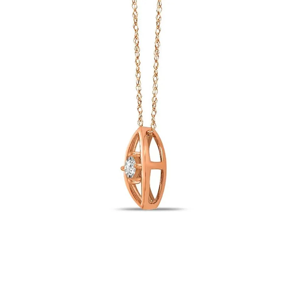 Diamond Accent Solitaire Illusion Pendant Necklace 10K White and Rose Gold Size 18" - Image 2