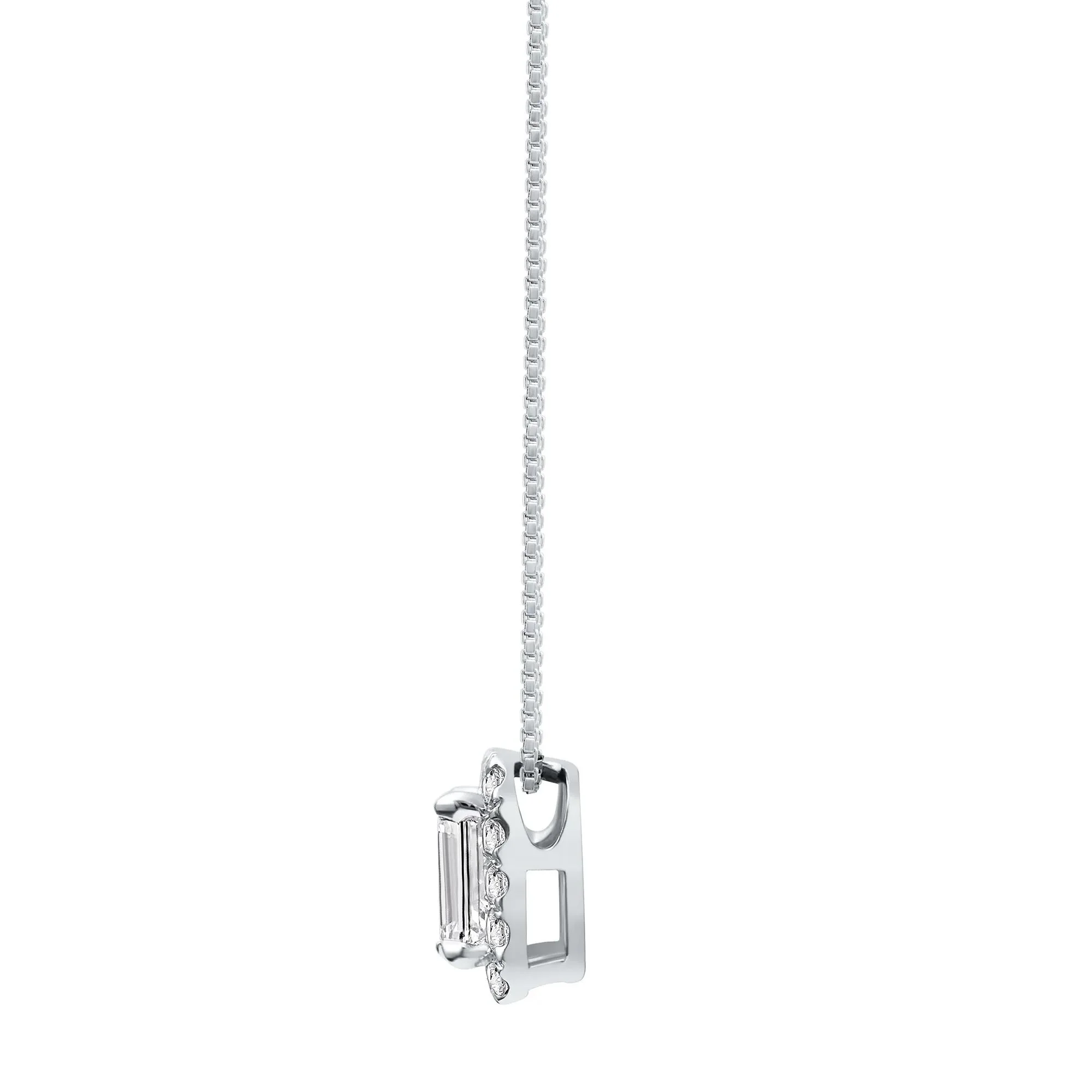 3/4 CT. Tw. Lab Grown Diamond Halo Pendant Necklace 14K White Gold Size 18" - Image 3