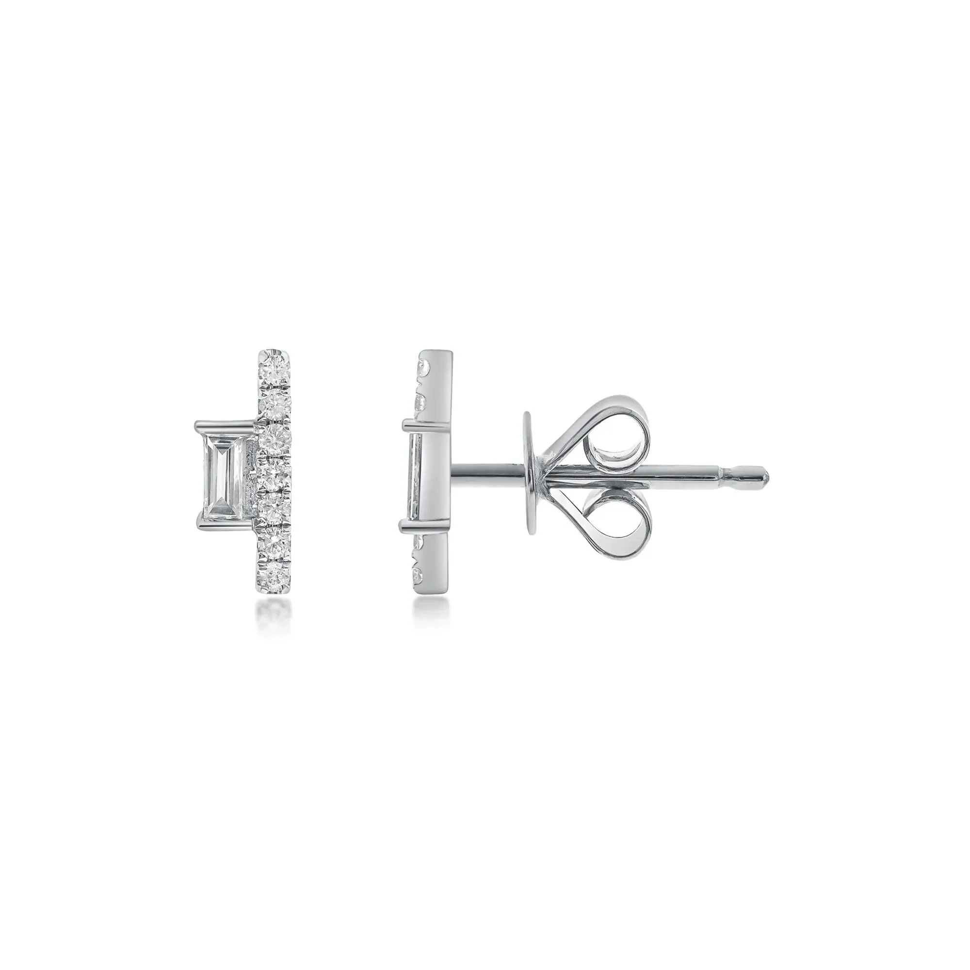 1/8 CT. Tw. Diamond Geometric Bar Stud Earrings 10K White Gold Size 3.00mm - Image 2