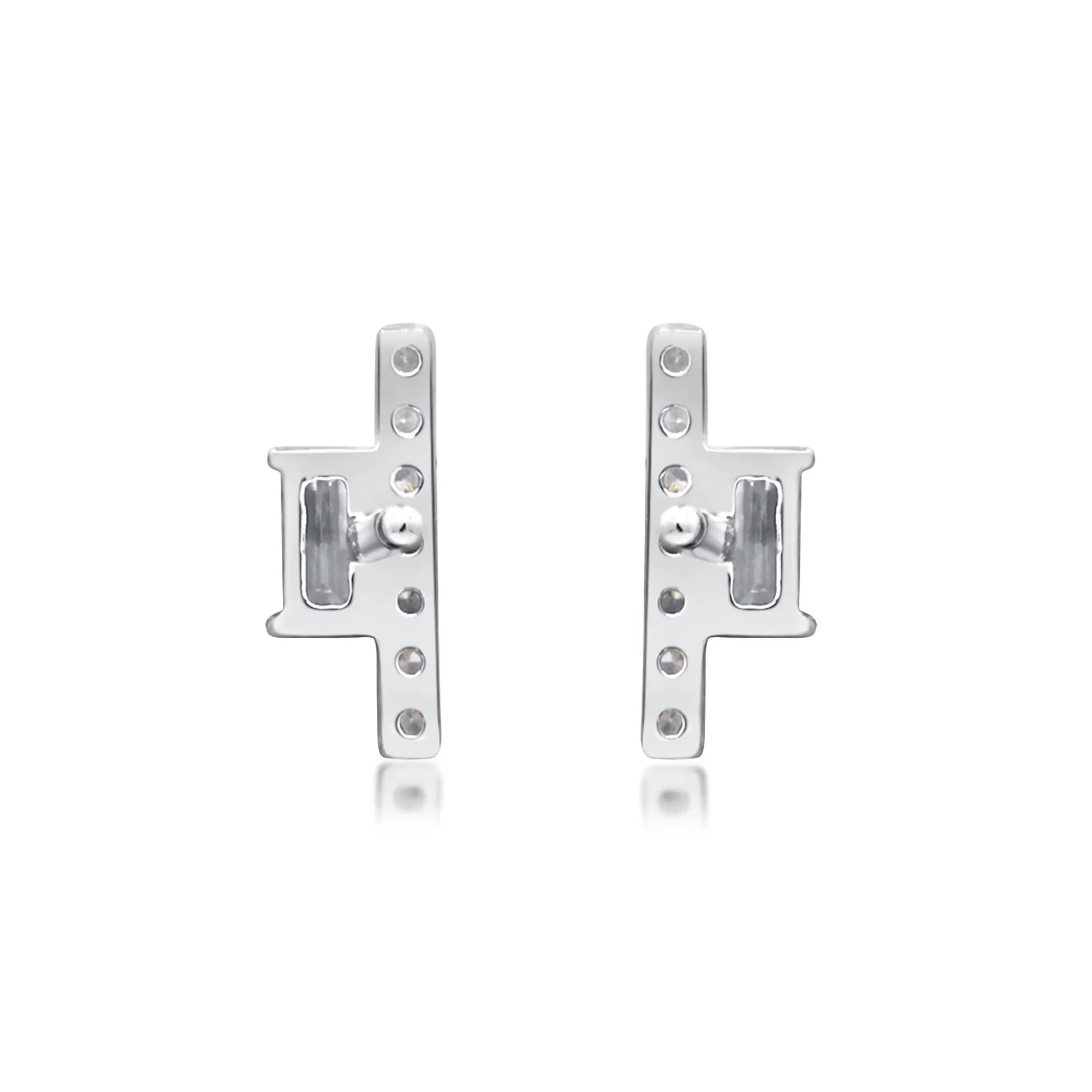1/8 CT. Tw. Diamond Geometric Bar Stud Earrings 10K White Gold Size 3.00mm - Image 3