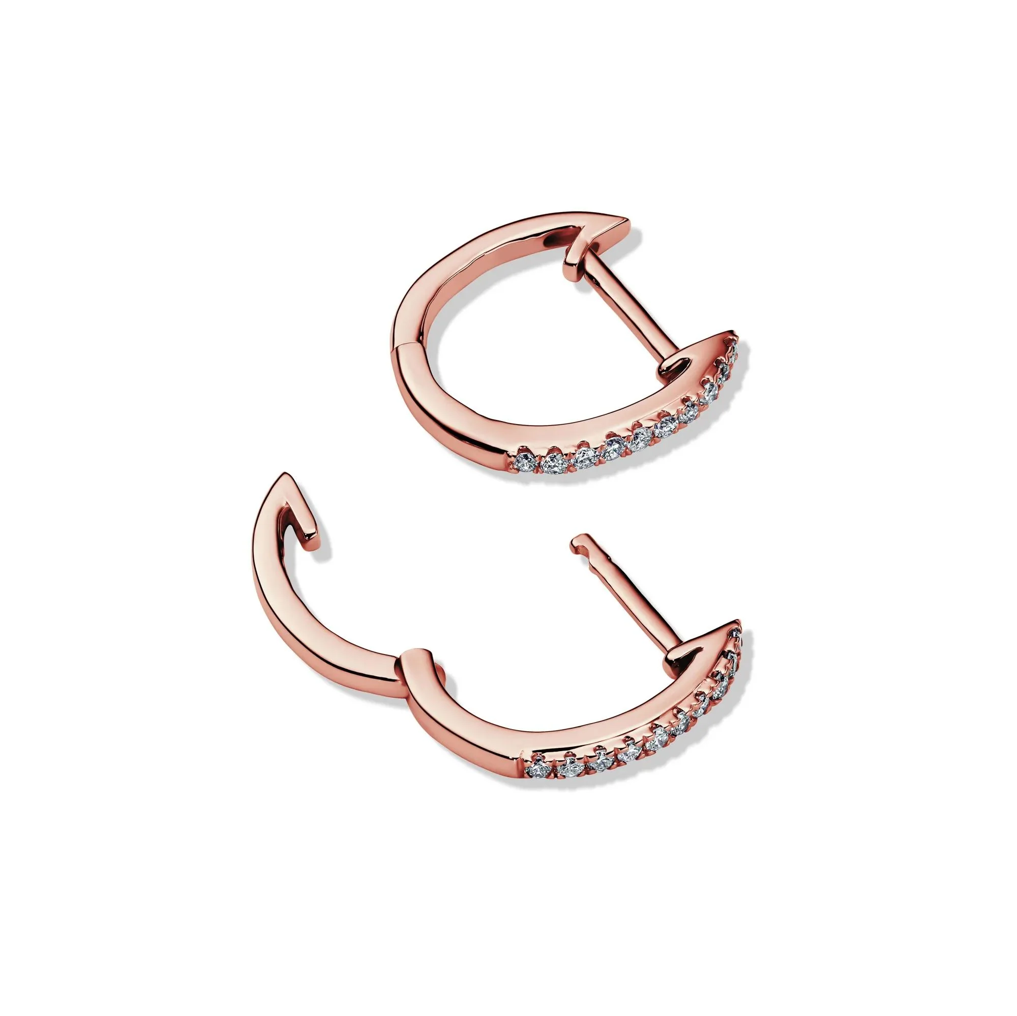 1/10 CT. Tw. Diamond Huggie Hoop Earrings 14K Rose Gold Size 12.00mm - Image 2