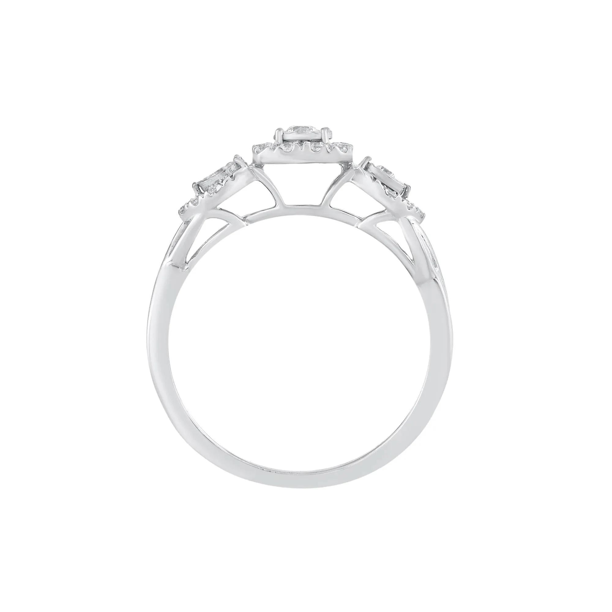 1/4 CT. Tw. Three-Stone Diamond Engagement Ring 10K White Gold Round Brilliant Cut Size 8 - Image 2