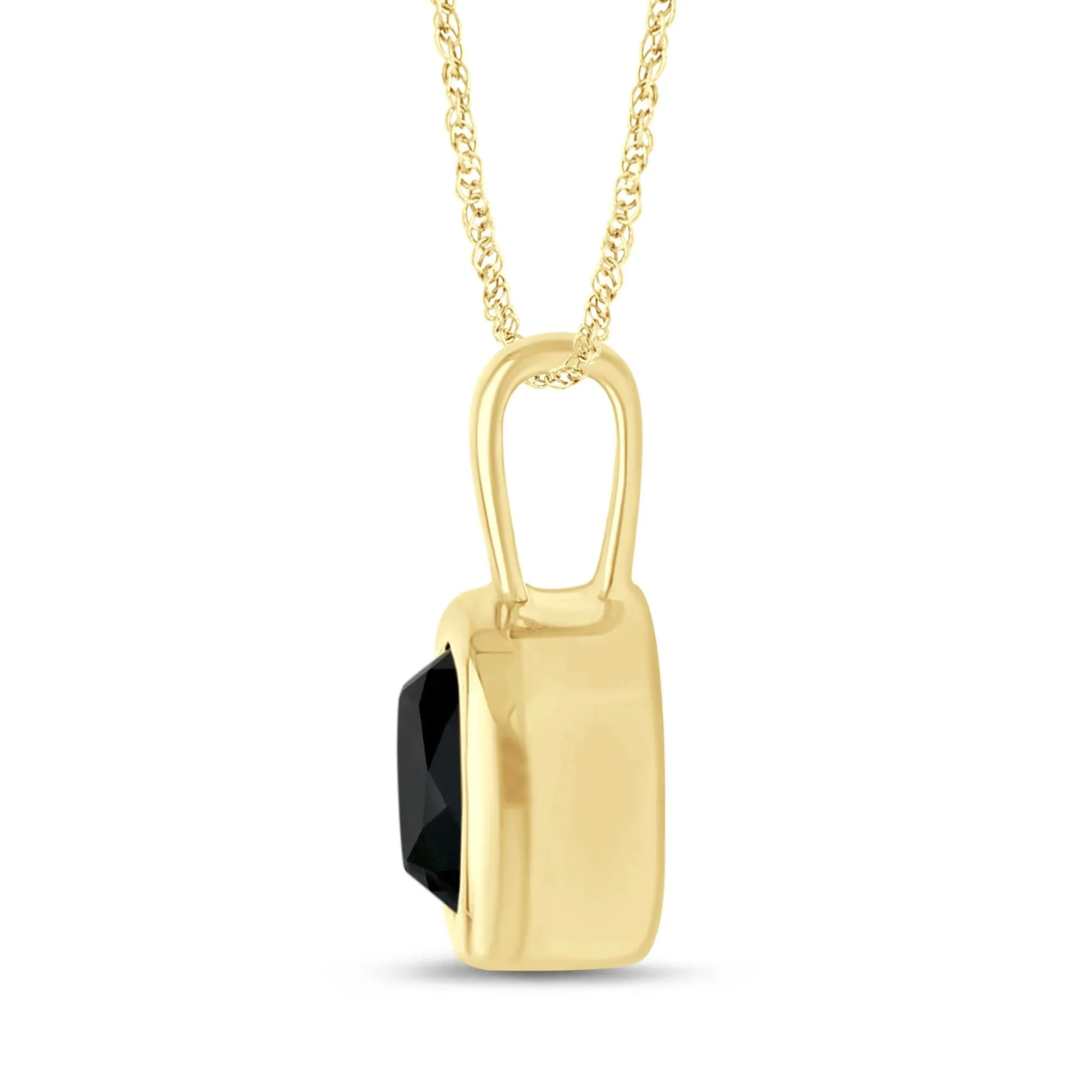 Black Diamond Bezel Pendant Necklace 10K Yellow Gold (1 CT.) Size 18" - Image 2